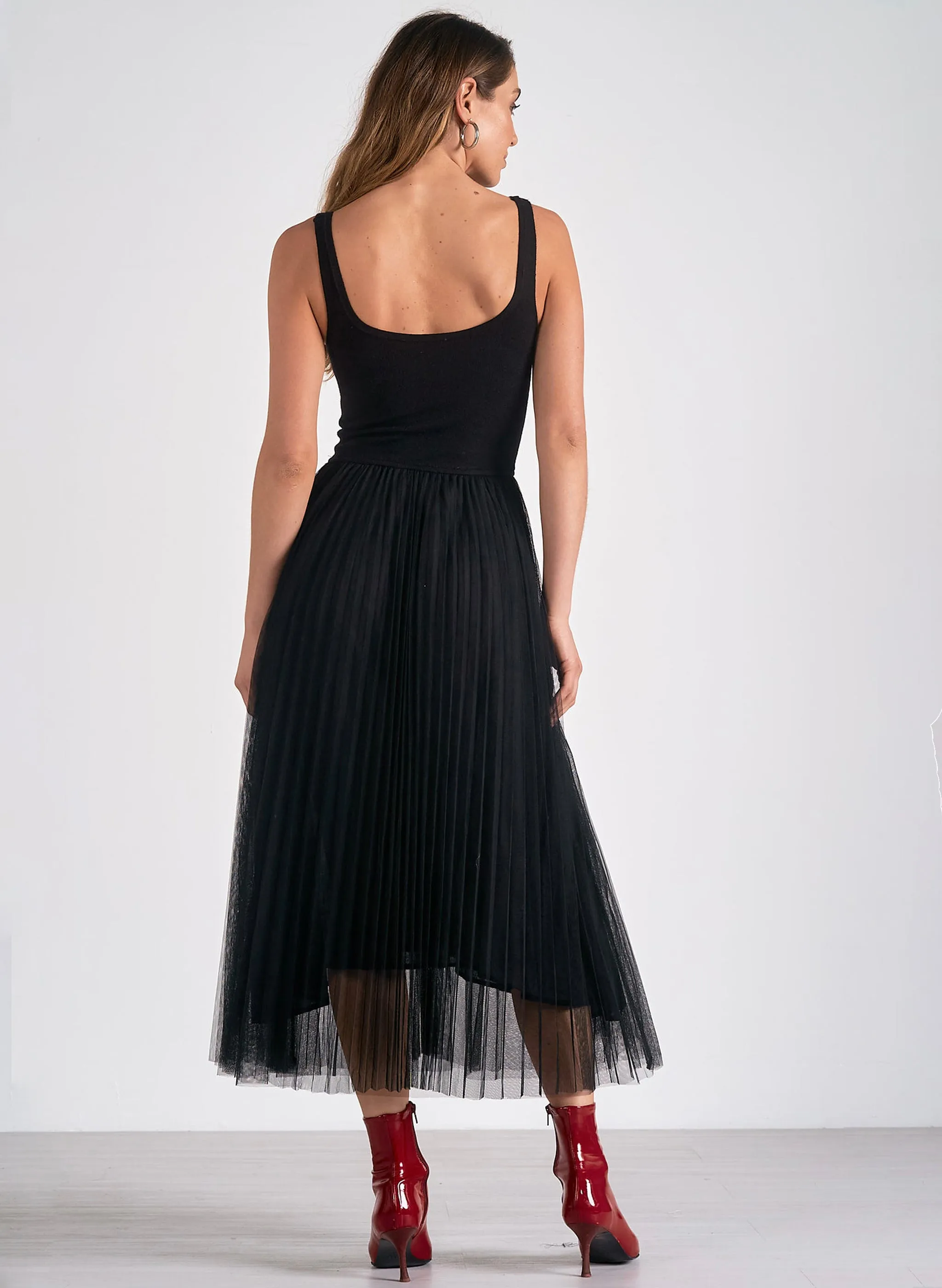 Elan - Maxi Tulle Skirt Dress - Black