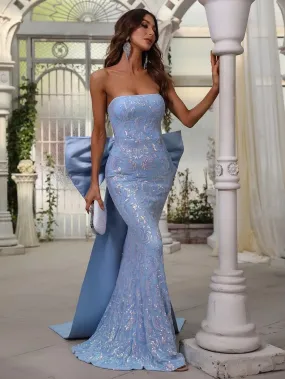 Elegant Maxi Mermaid Hem Tube Dress With Bow