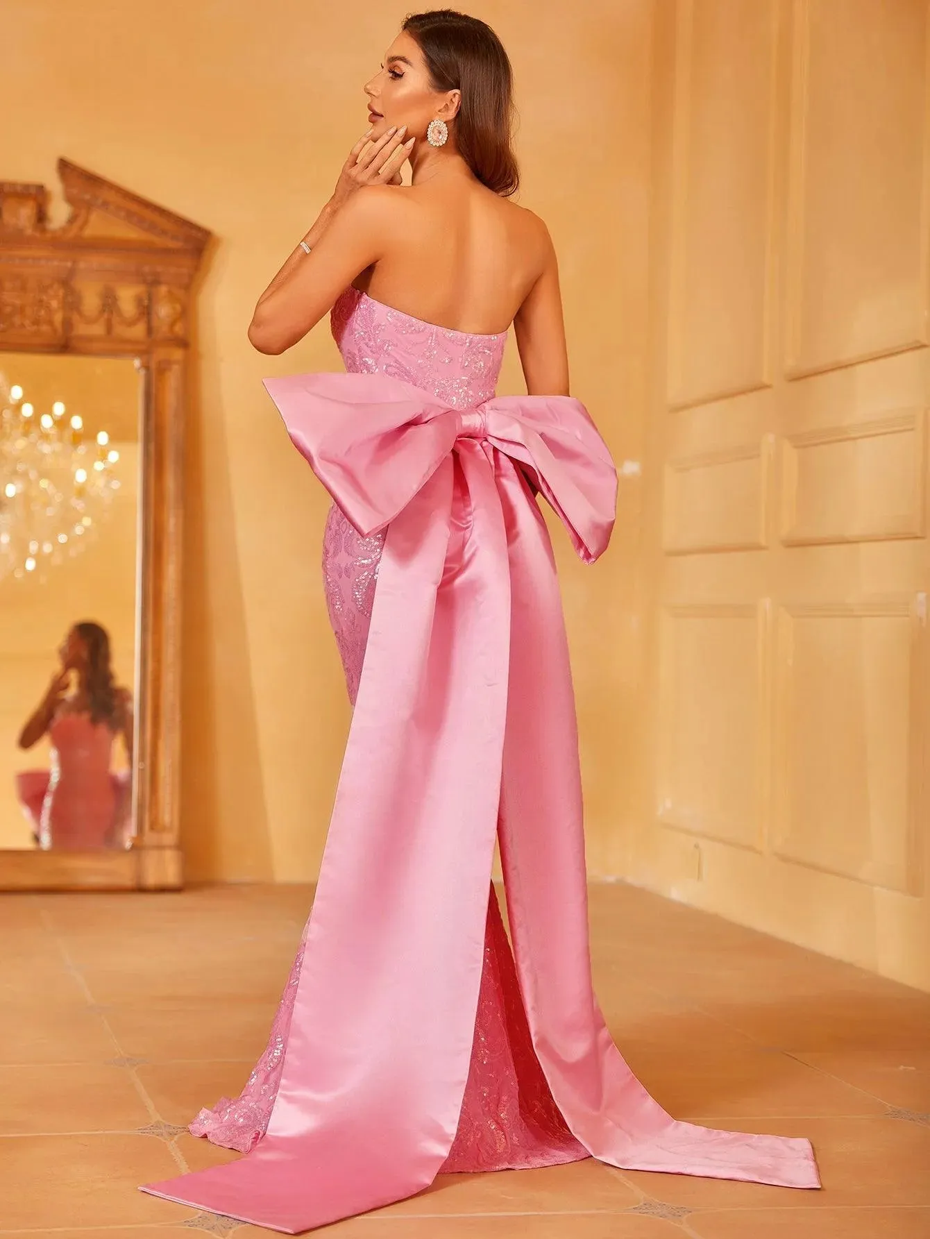Elegant Maxi Mermaid Hem Tube Dress With Bow