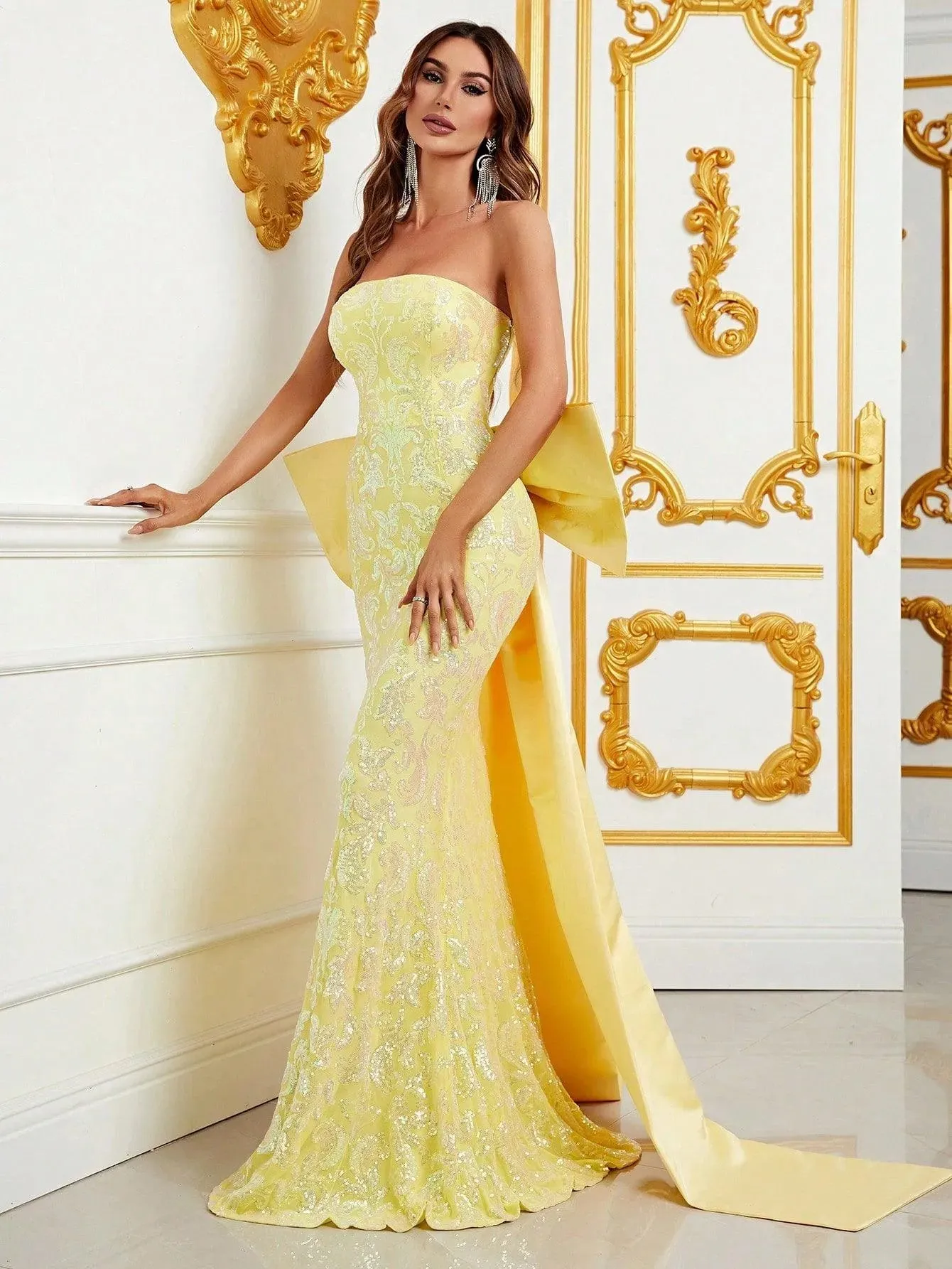 Elegant Maxi Mermaid Hem Tube Dress With Bow