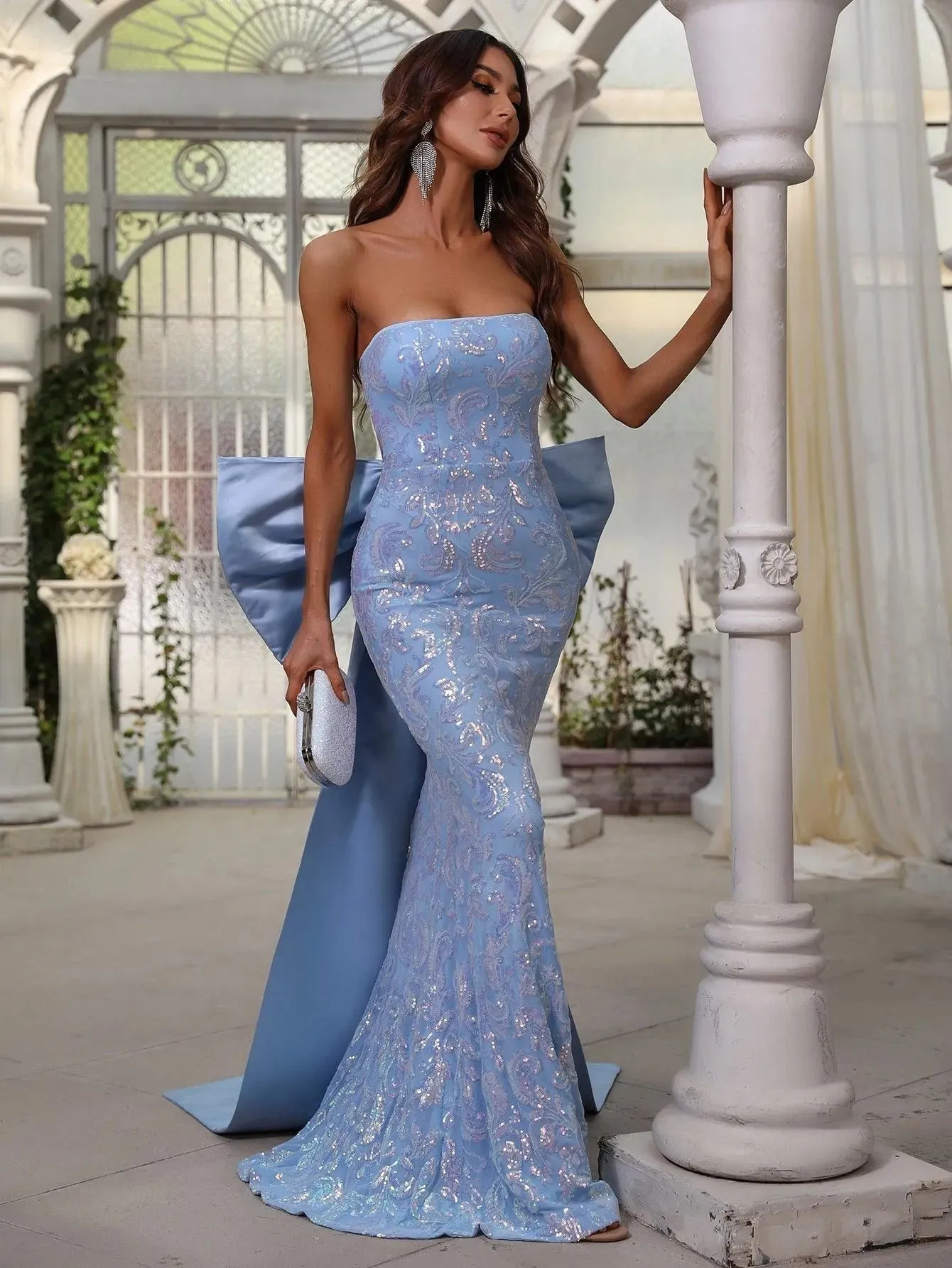 Elegant Maxi Mermaid Hem Tube Dress With Bow