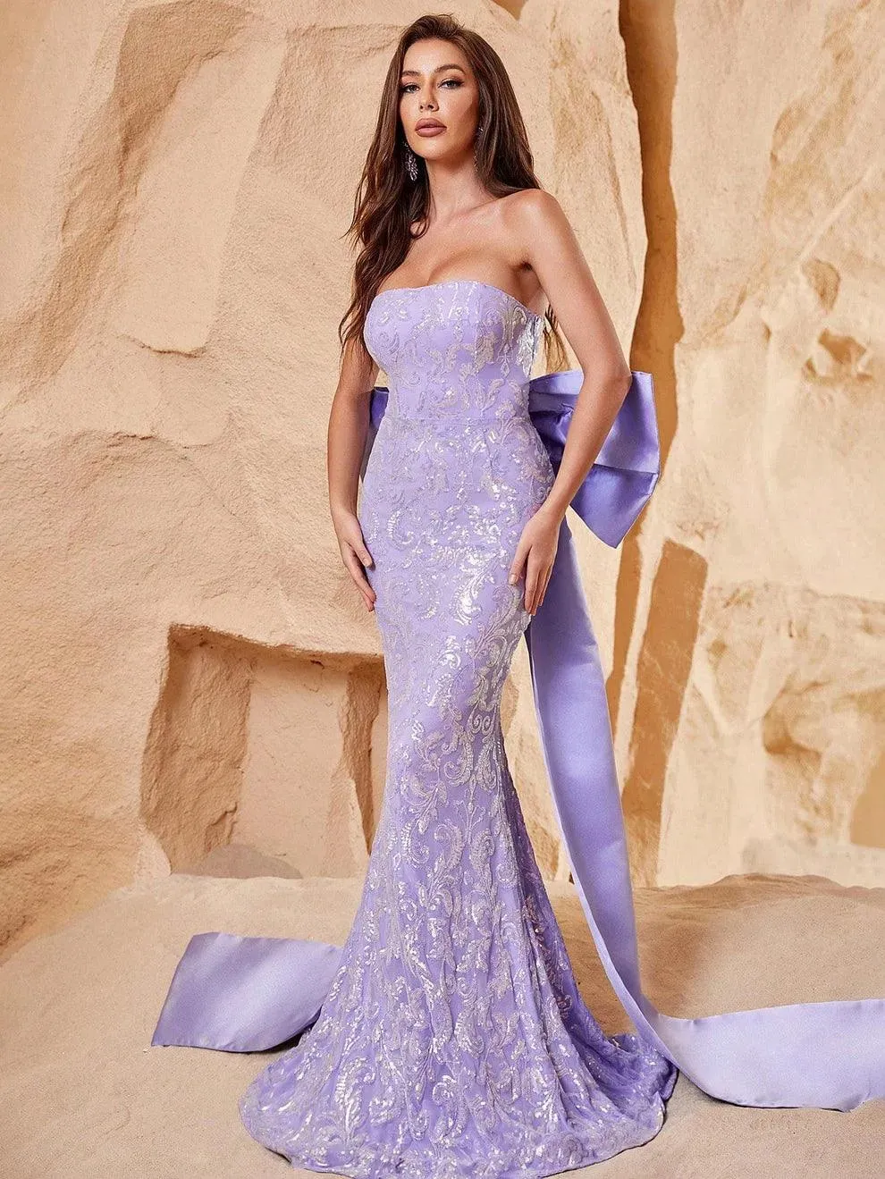 Elegant Maxi Mermaid Hem Tube Dress With Bow