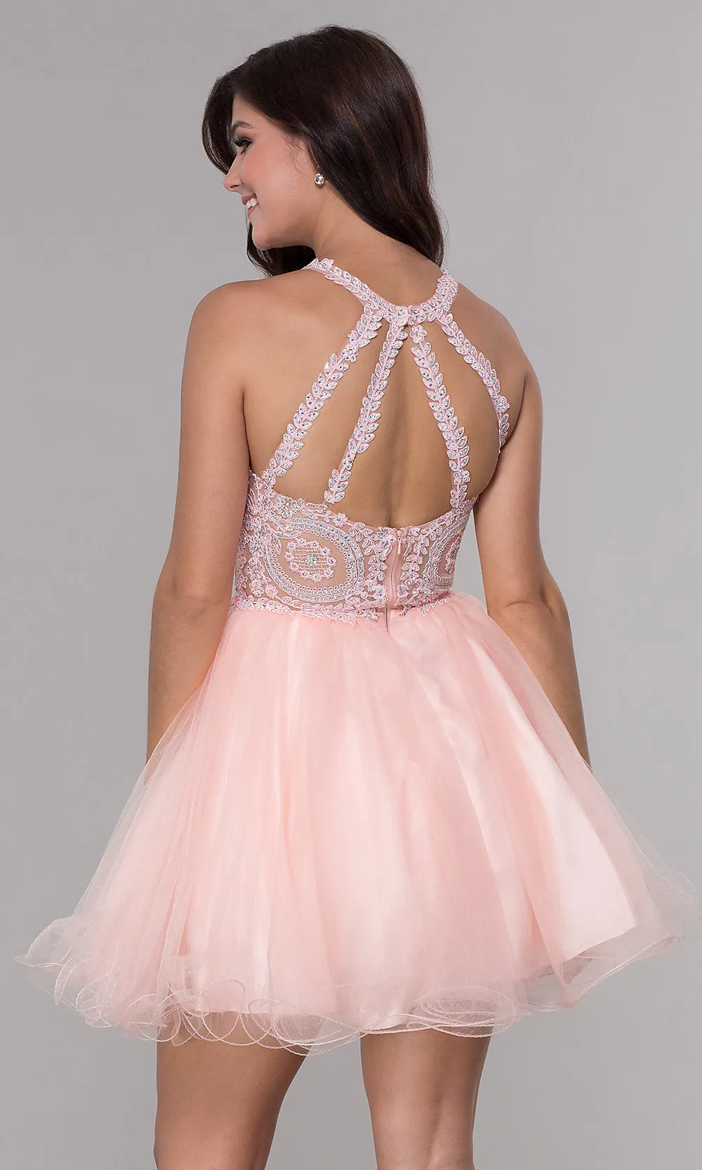 Embroidered-Applique-Bodice Homecoming Short Dress