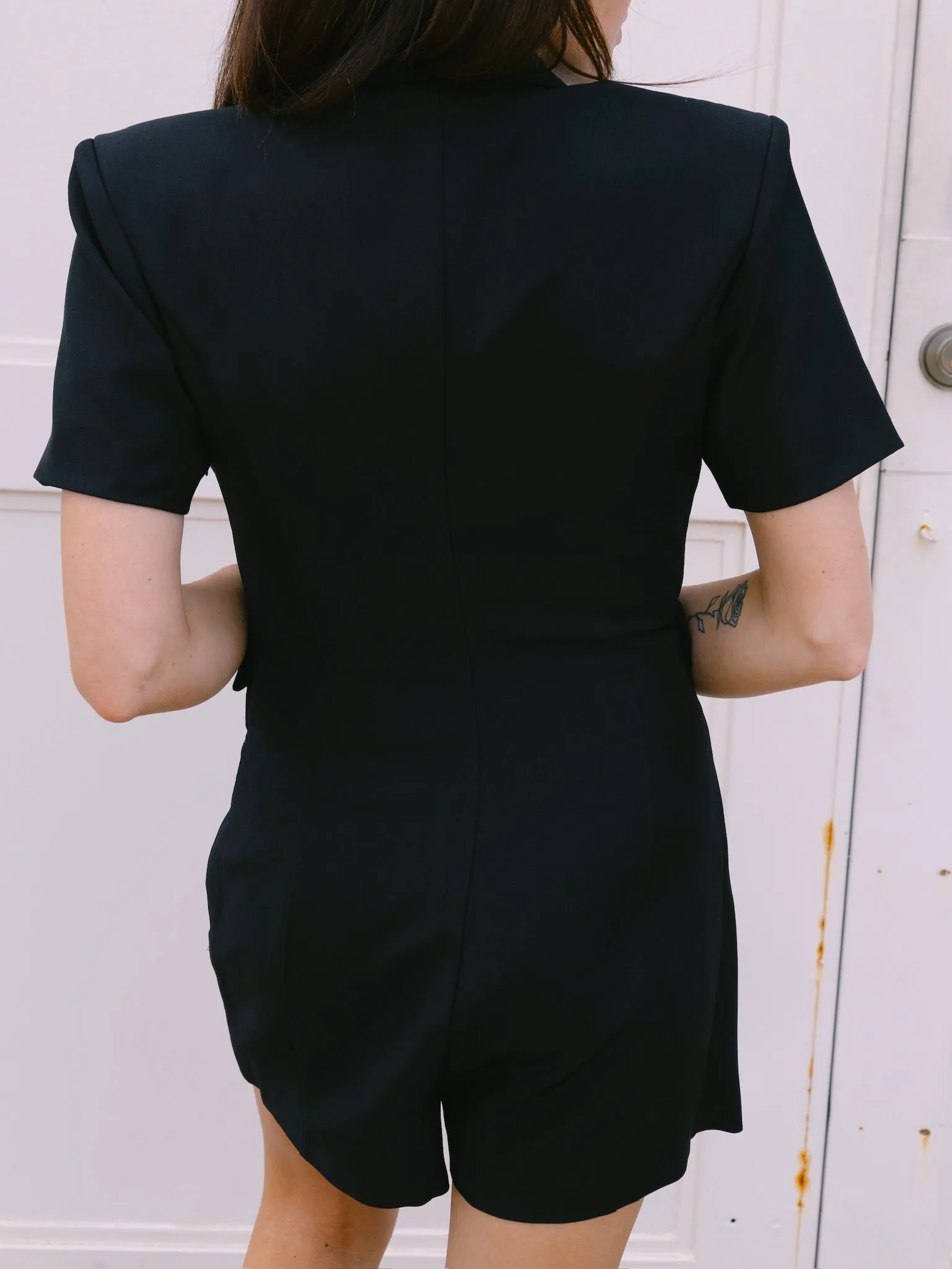Endless Rose Black Short Sleeve Blazer Romper
