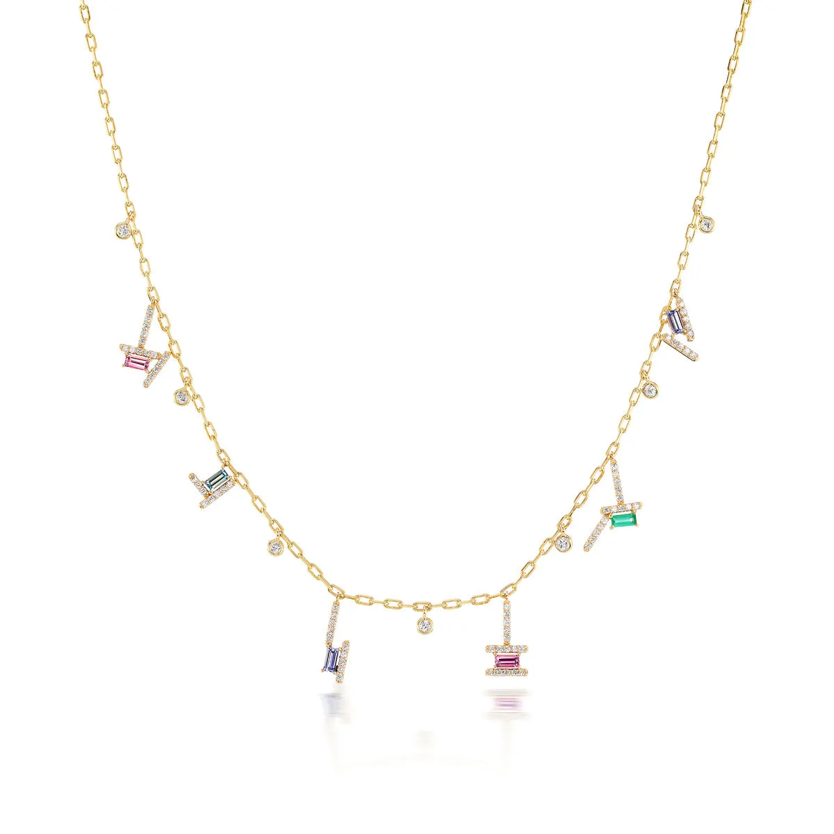 Ethereal Jewels Multi-Baguette 14k Gold Necklace