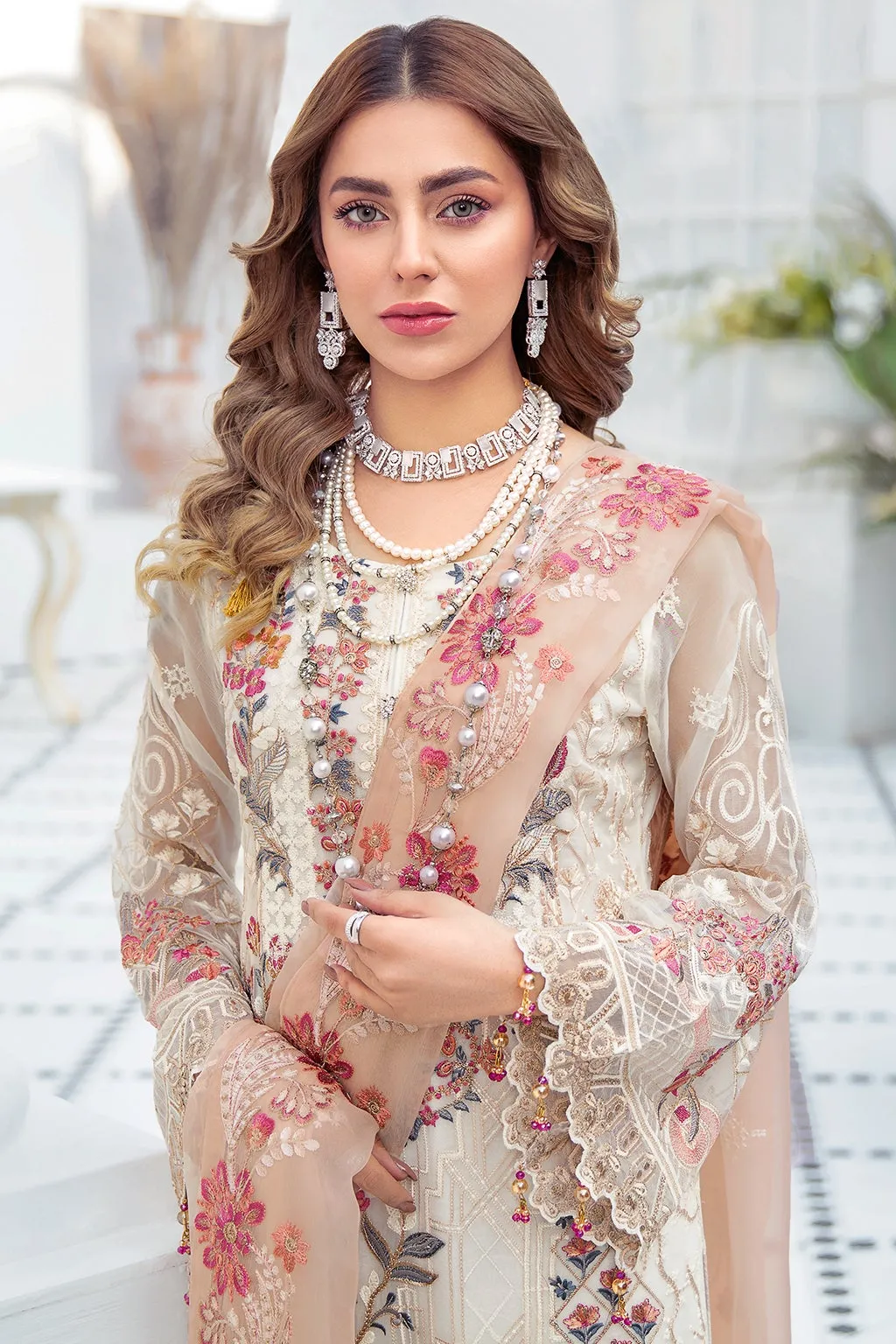 Ethereal Shalwar Kameez Woman in White Color #PF373