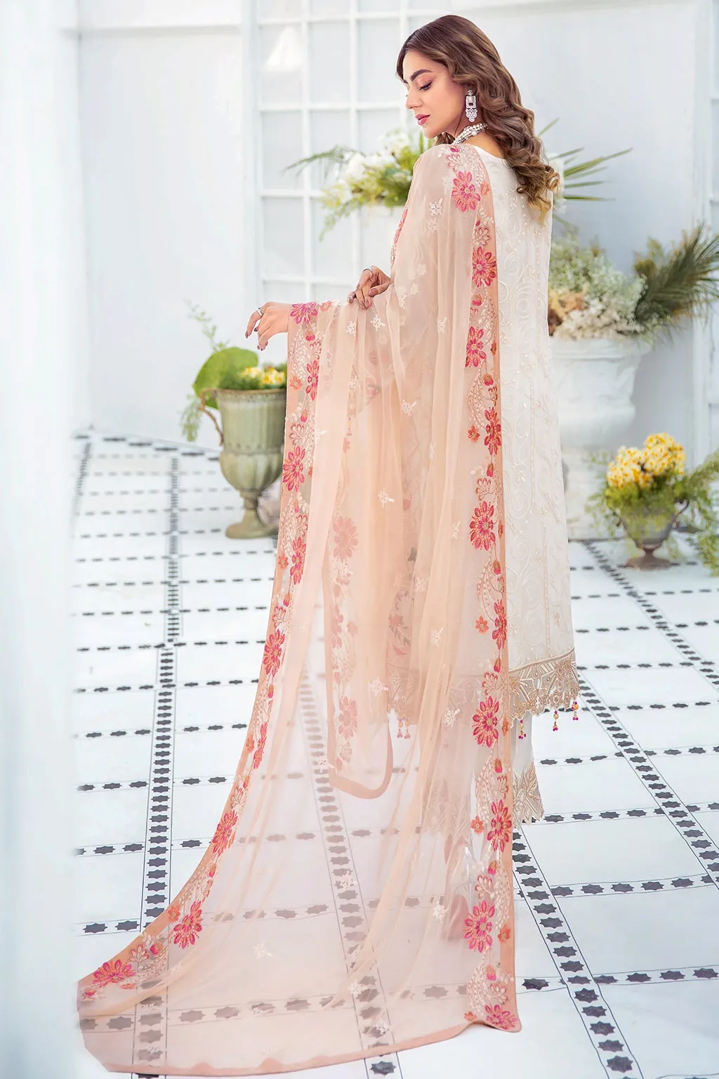 Ethereal Shalwar Kameez Woman in White Color #PF373