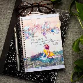 Fanciful Fairies & Girl Reading Spiral Note Book - Peter Pan Quote Journal