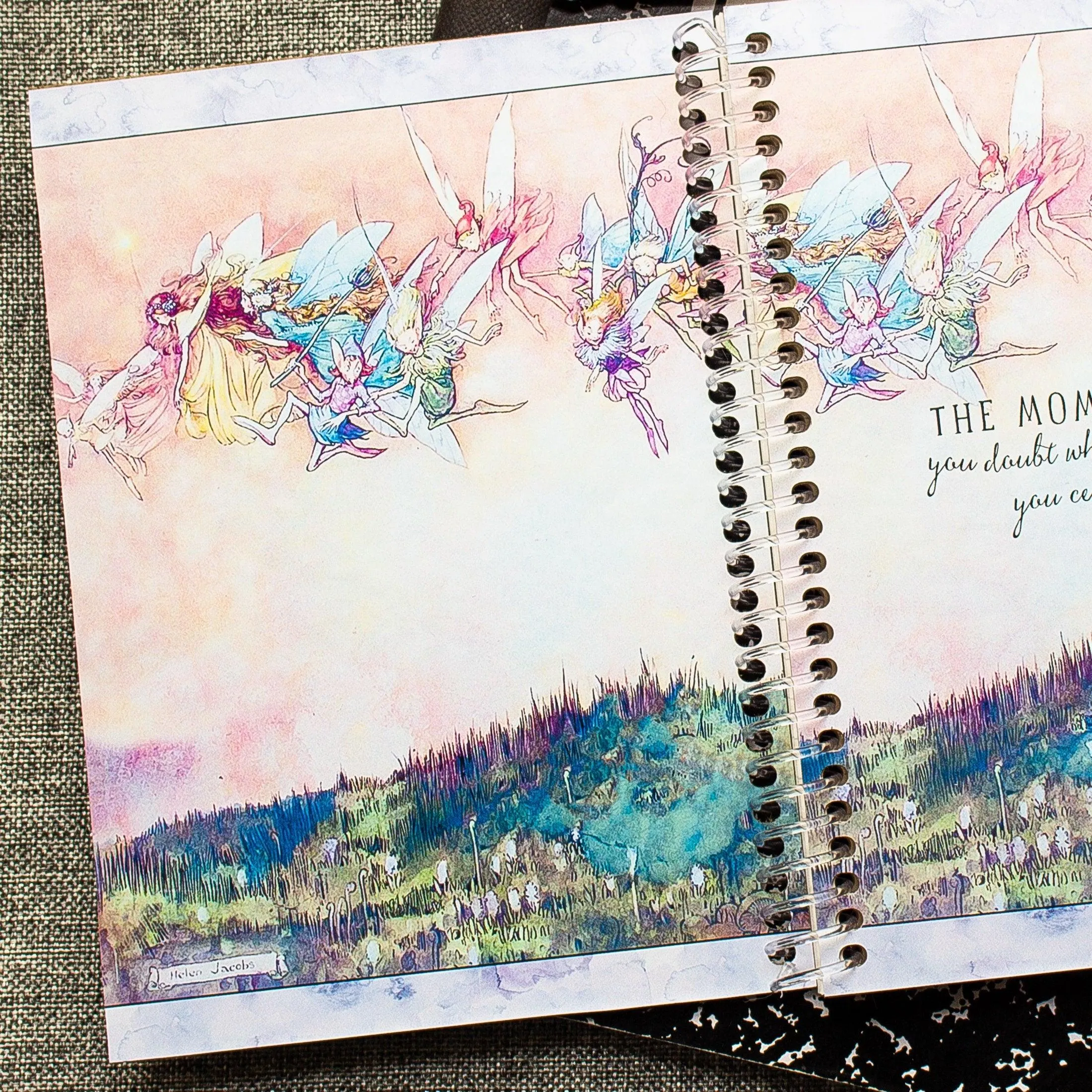 Fanciful Fairies & Girl Reading Spiral Note Book - Peter Pan Quote Journal