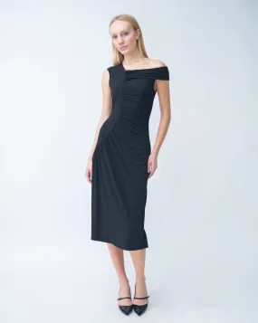 FINAL SALE - Asymmetrical Ruched Jersey Dress