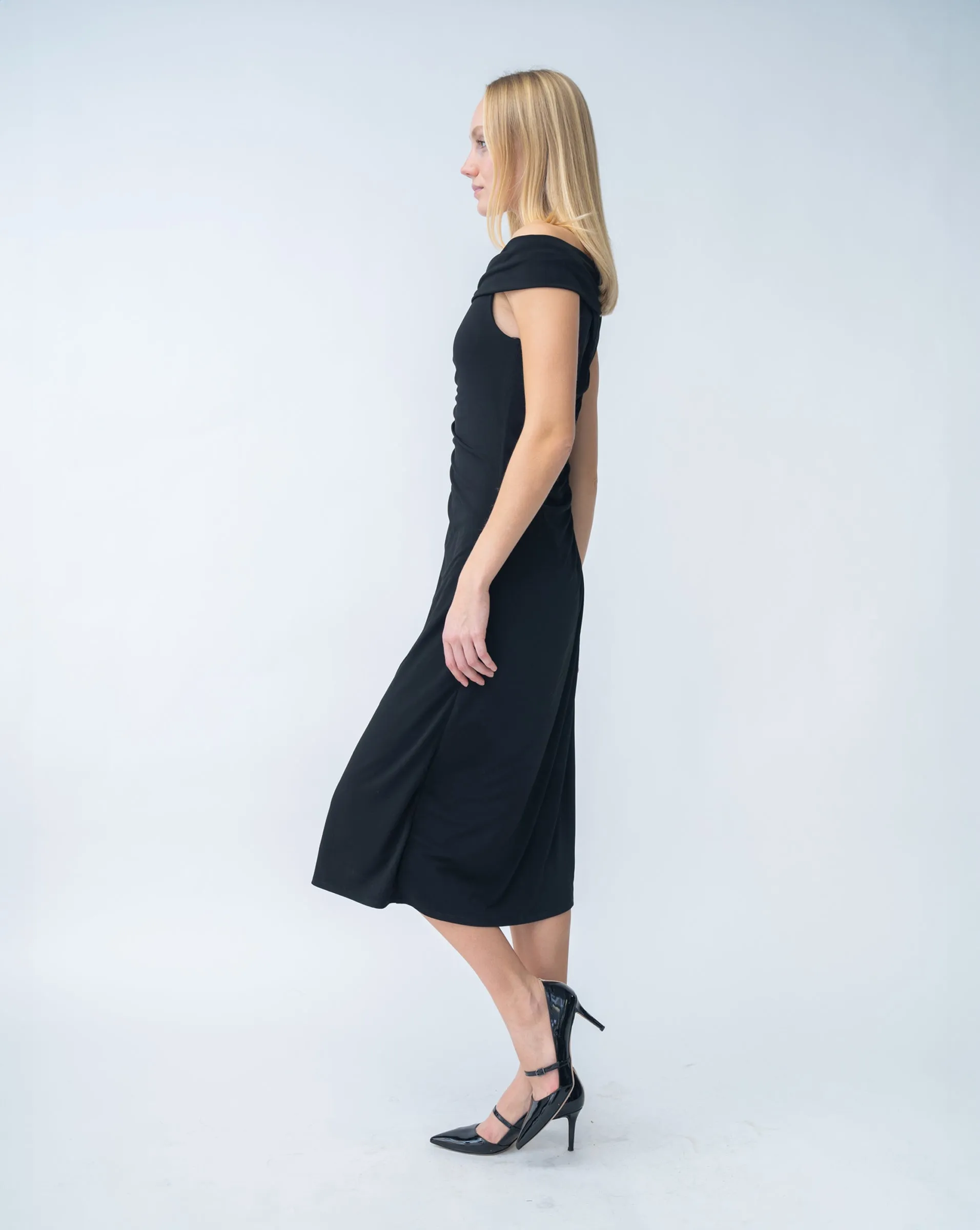 FINAL SALE - Asymmetrical Ruched Jersey Dress