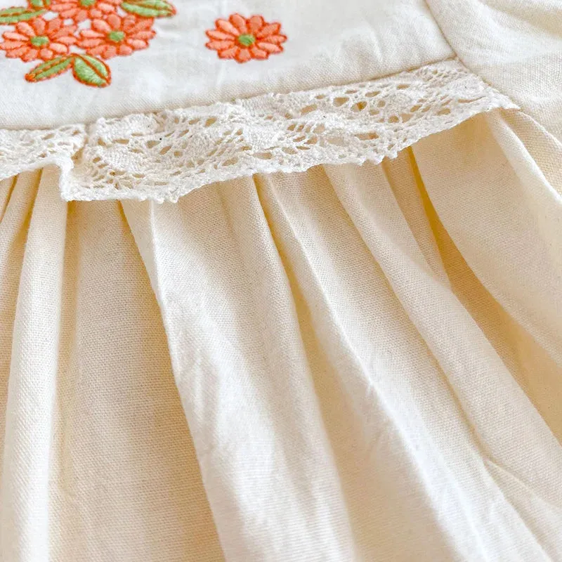 Floral Embroidery Baby Peter Pan Tee & Short Set