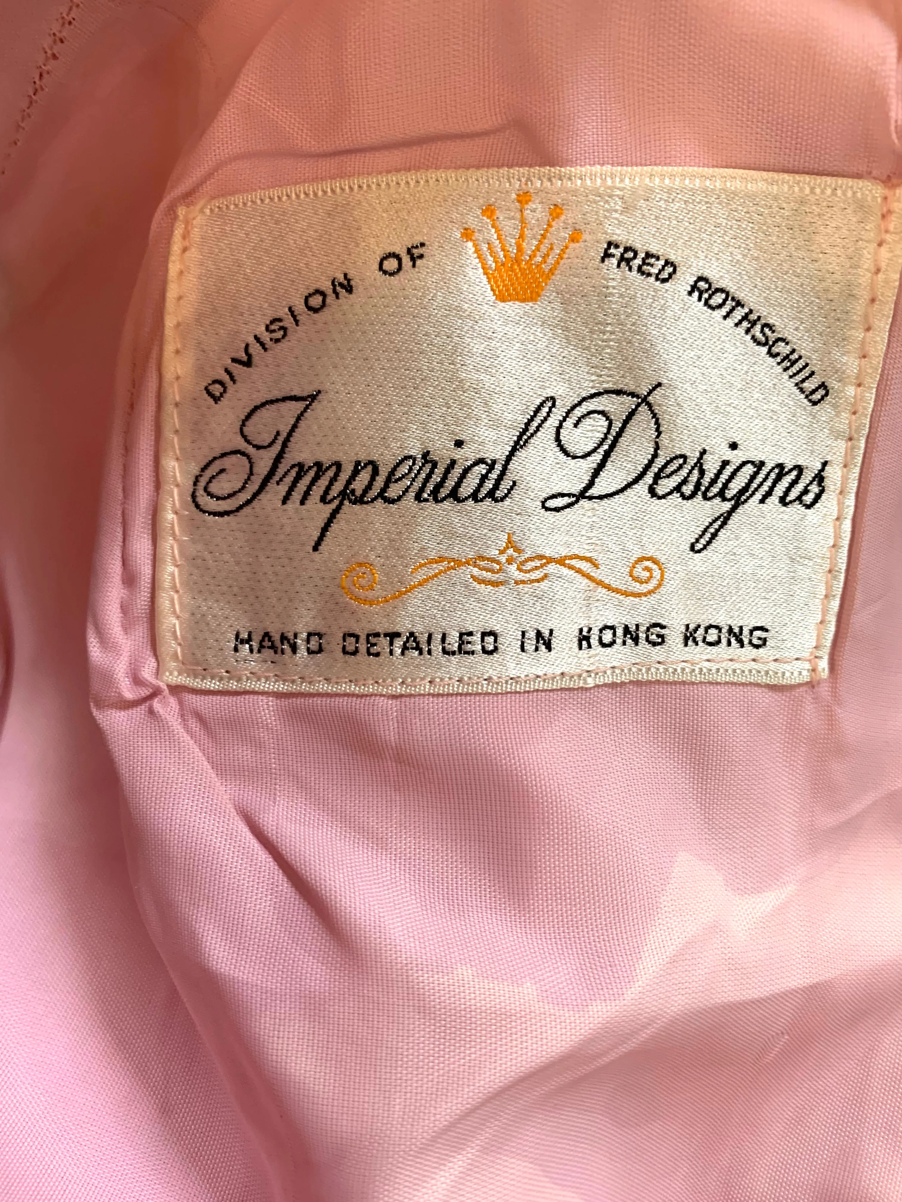 Fred Rothschild 60s Bubblegum Pink Shift Dress with Amber Embellished Collar & Hem