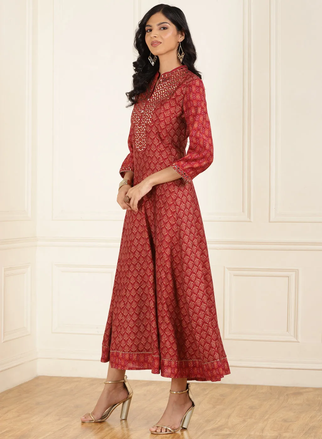 Fuchsia Digital Printed A-line Dress