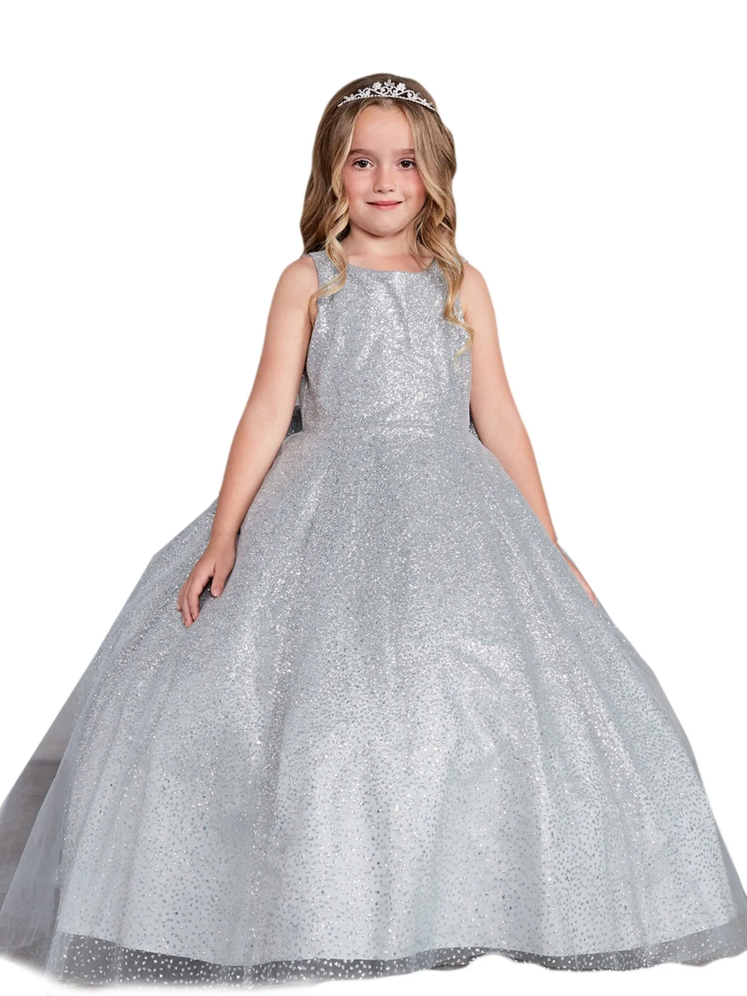 Girls Multi Color Sparkling Glitter Tulle Ombre Junior Bridesmaid 2-12