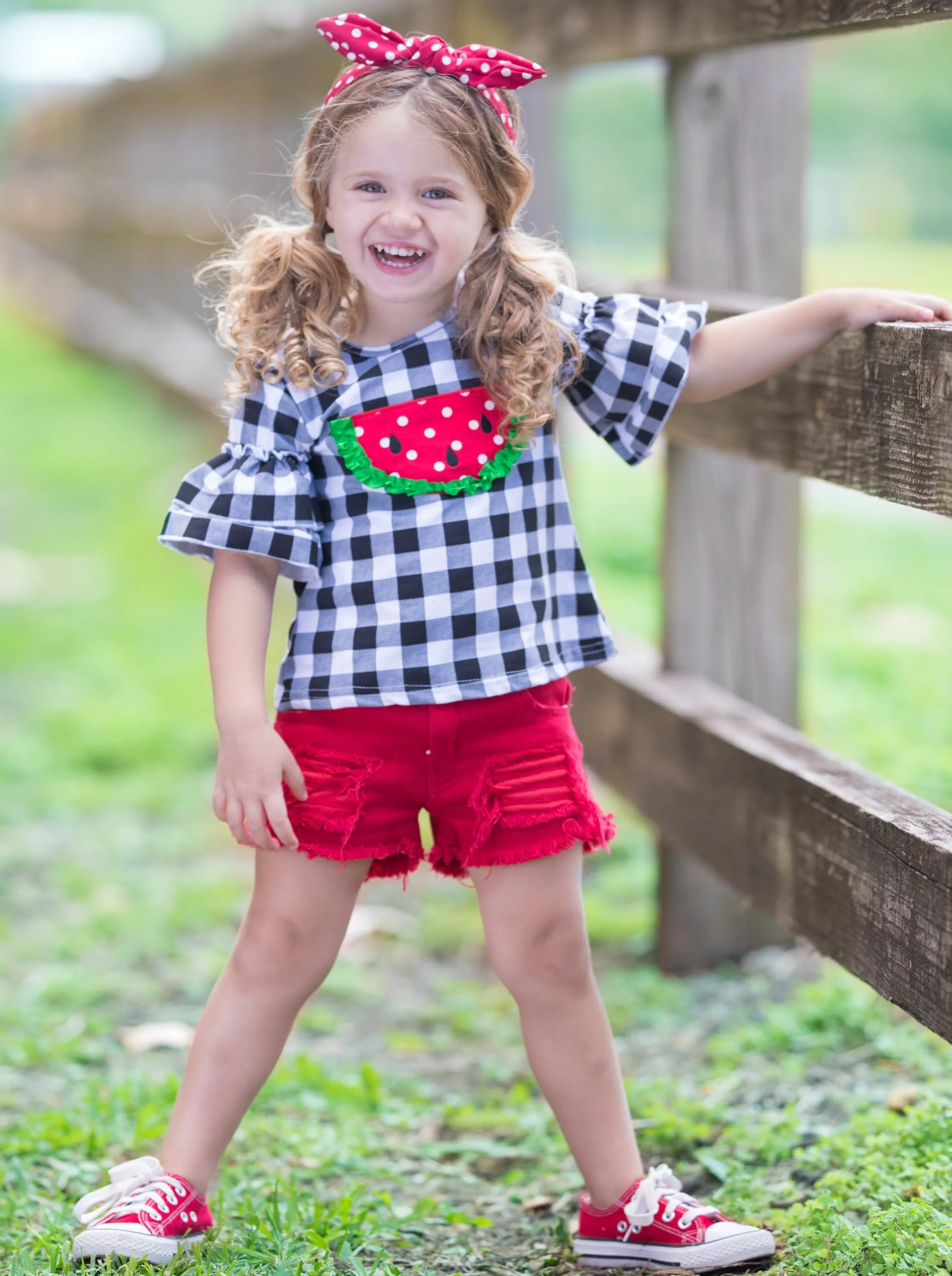 Girls One in a Melon Top and Denim Short Set