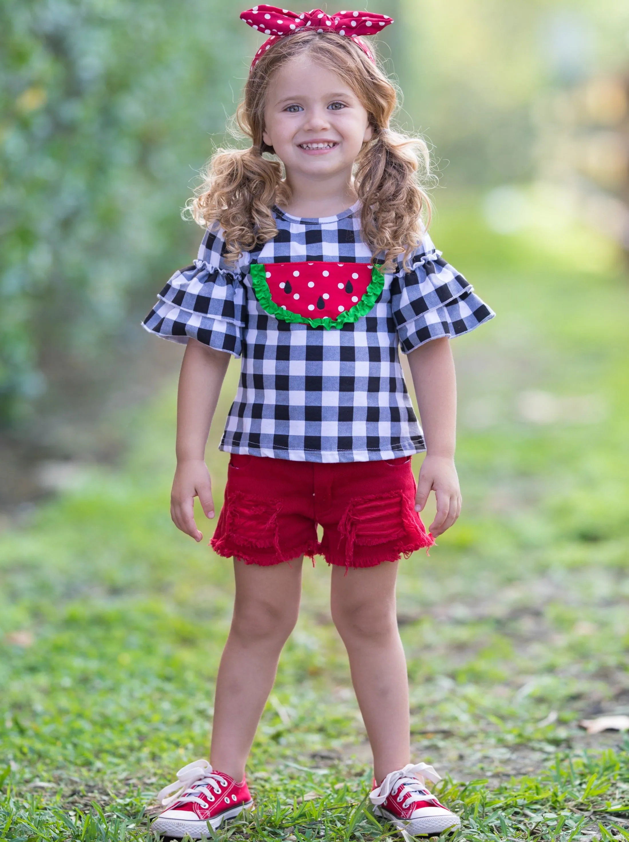 Girls One in a Melon Top and Denim Short Set