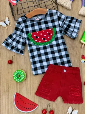 Girls One in a Melon Top and Denim Short Set