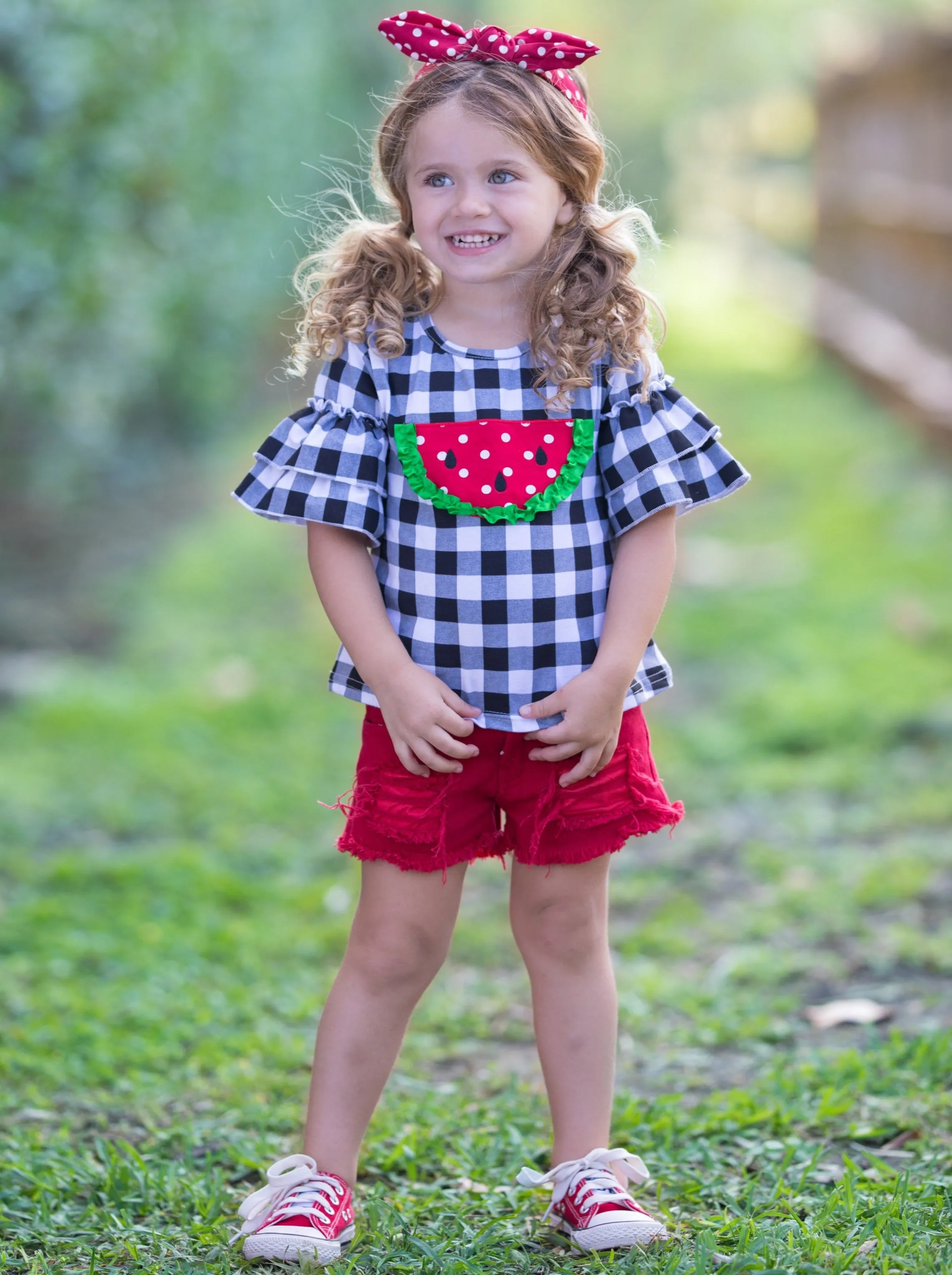 Girls One in a Melon Top and Denim Short Set