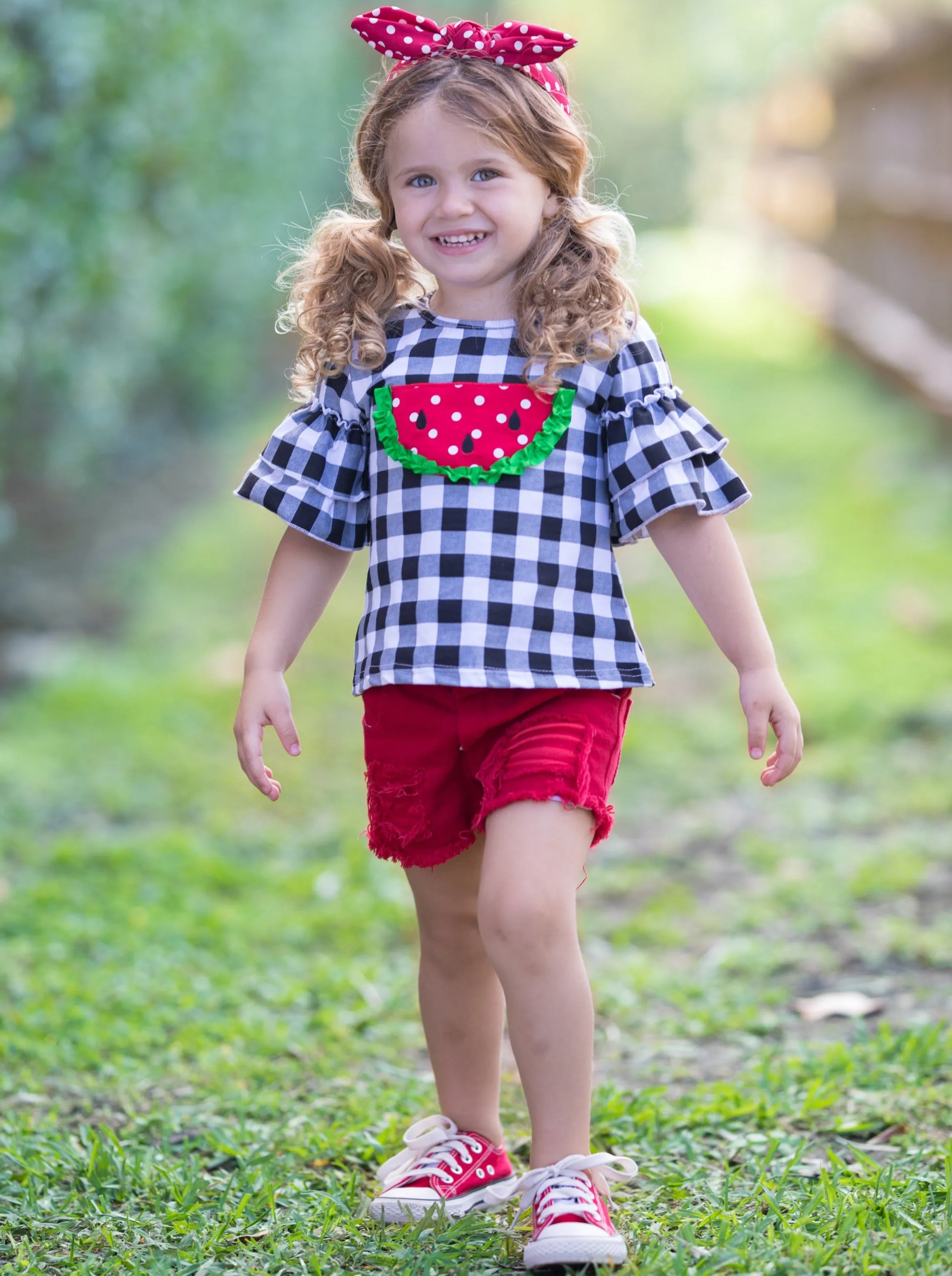 Girls One in a Melon Top and Denim Short Set