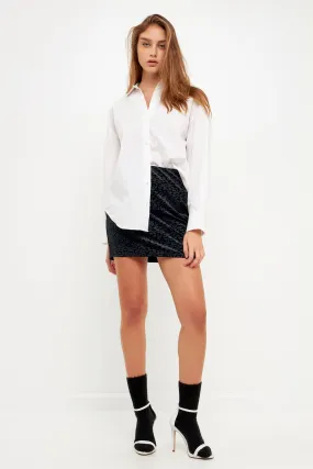 Grey Lab - Animal Print Velvet Skirt