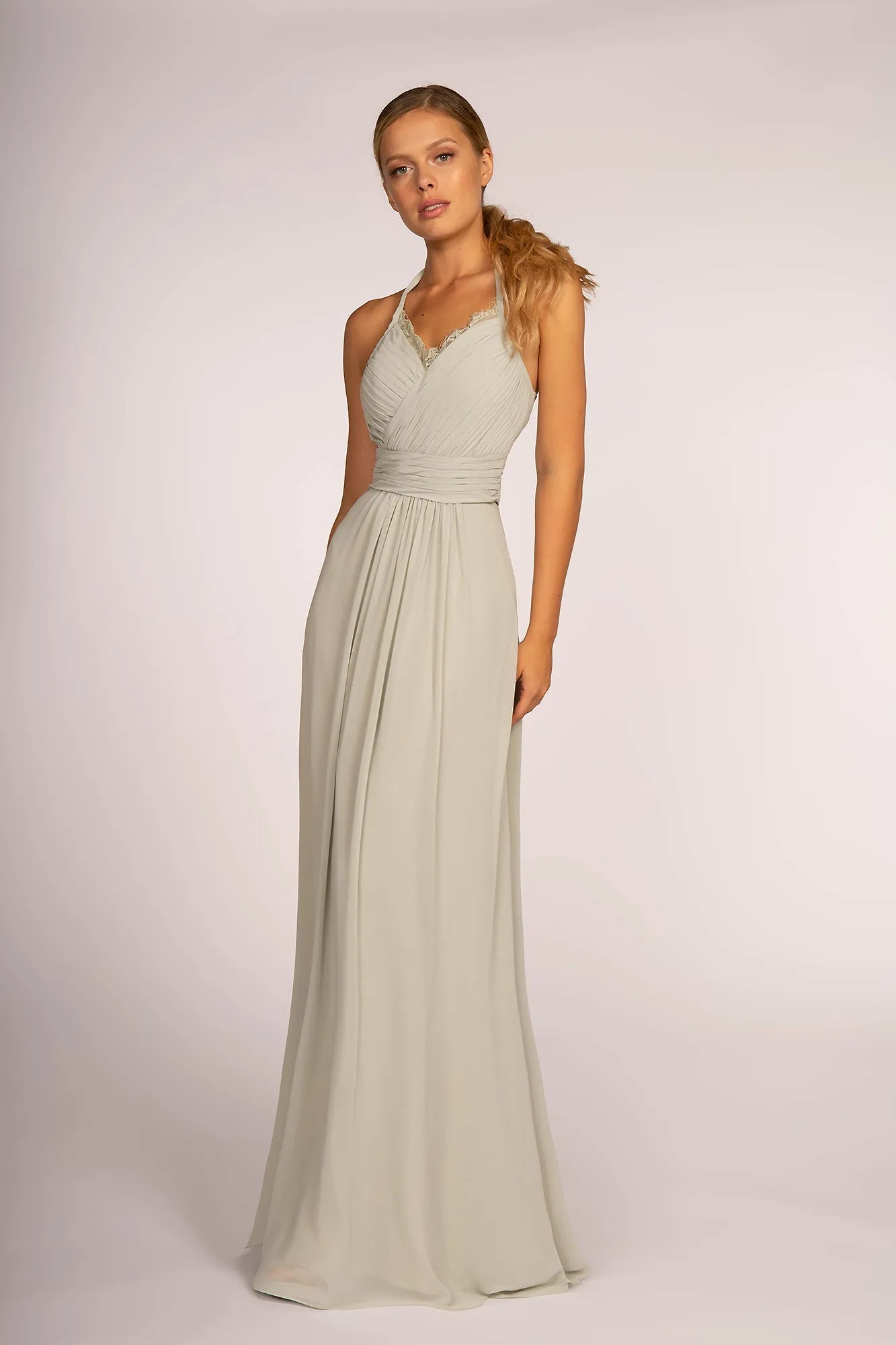 Halter Neck Chiffon Long Bridesmaid Dress