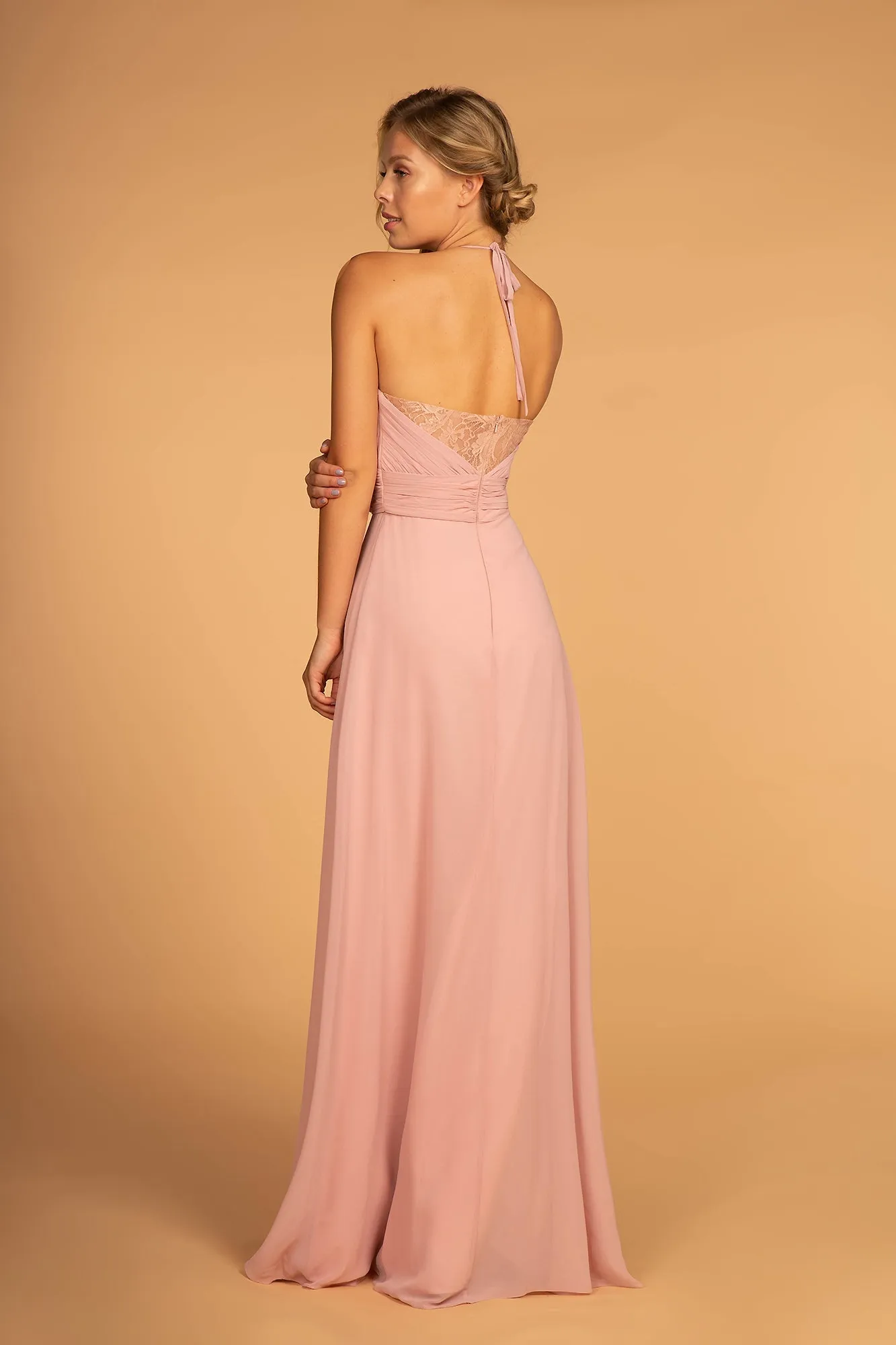 Halter Neck Chiffon Long Bridesmaid Dress
