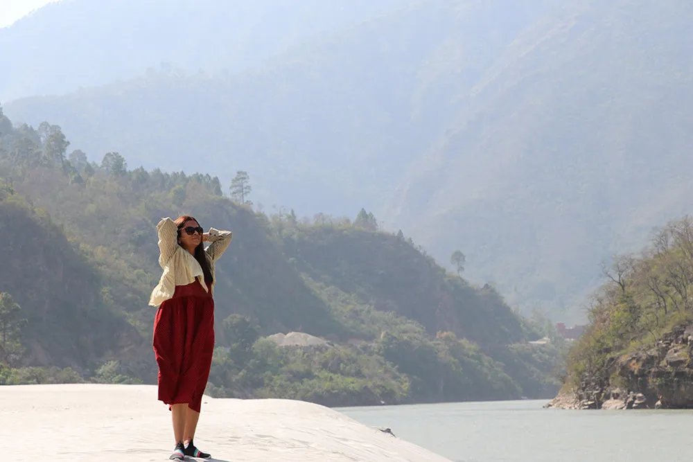 Handspun handwoven layered top cropped top and embroidered dress