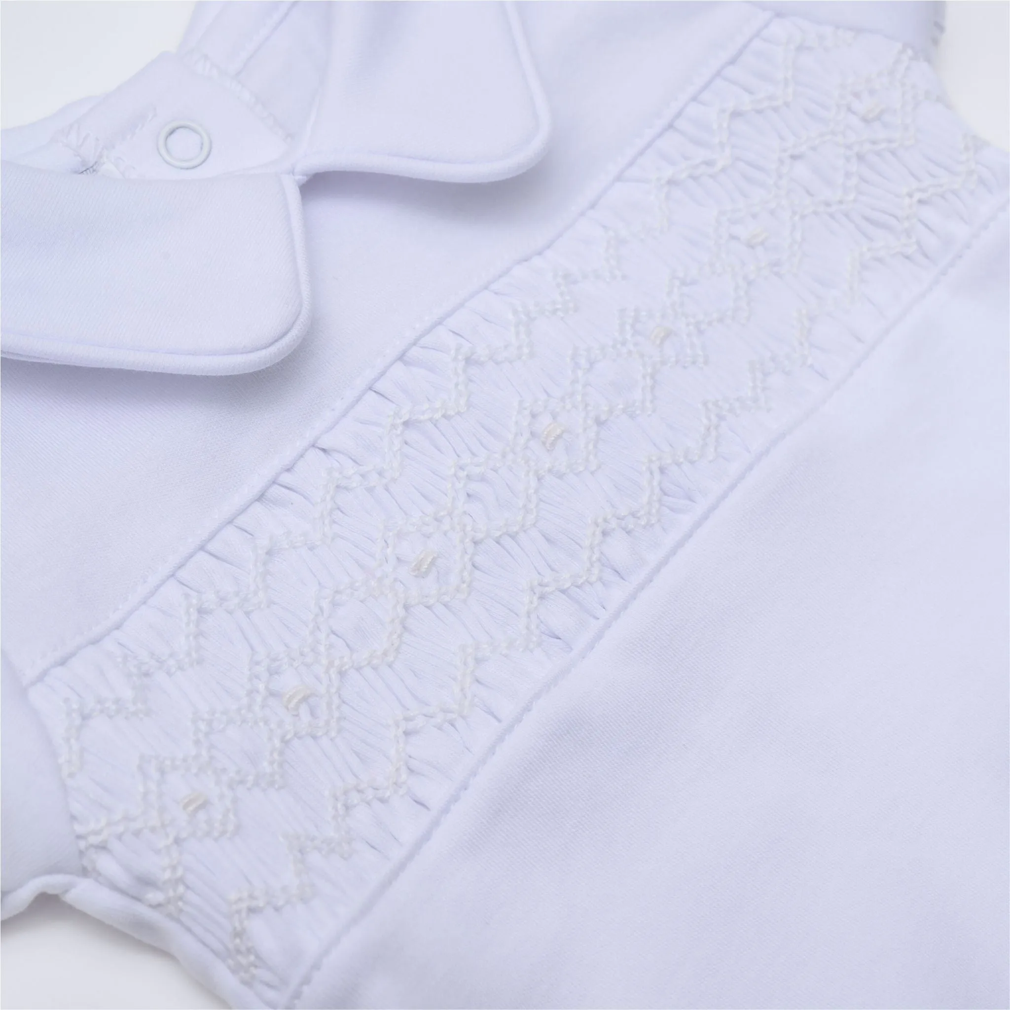 Hazel and Hudson Smocked Diaper Cover Set - White