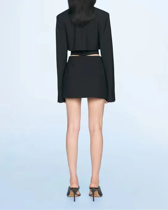 Hollow Waist Buttoned Blazer Dress