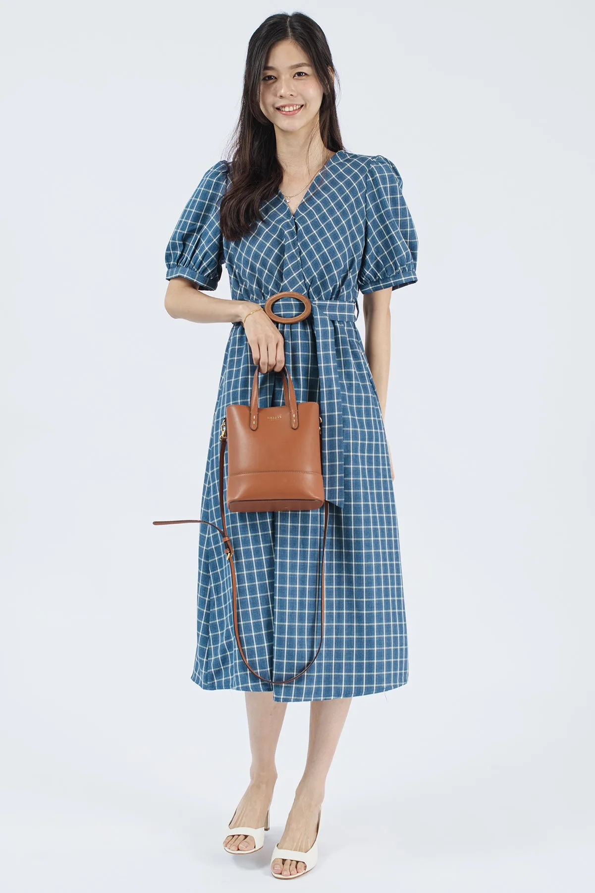Isabel Checkered V Neck Dress