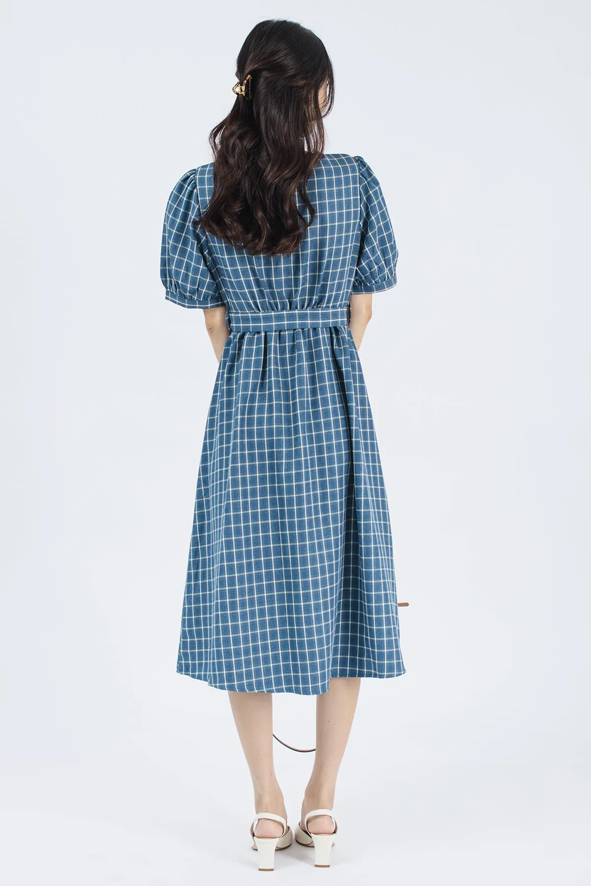 Isabel Checkered V Neck Dress