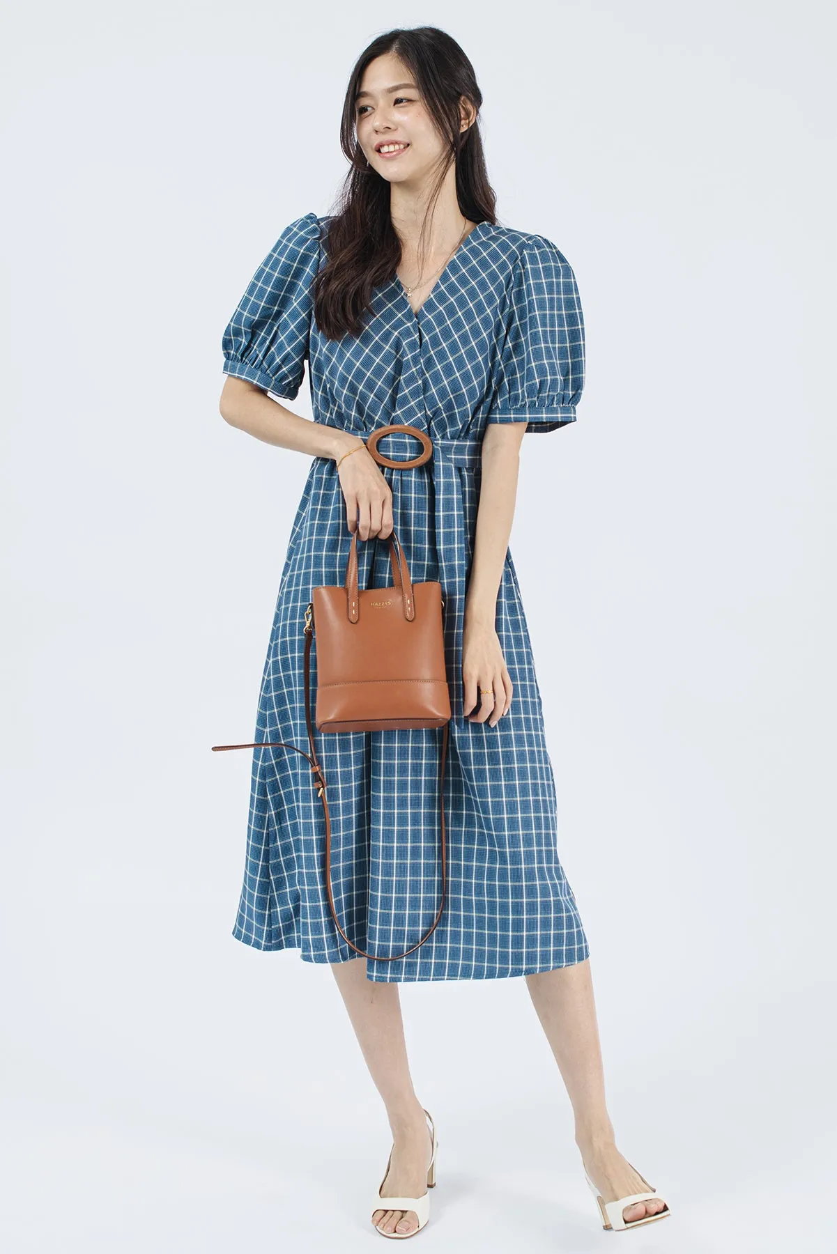 Isabel Checkered V Neck Dress