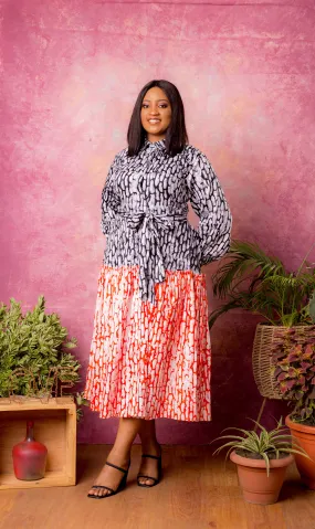 Izogie 2print Adire Dress