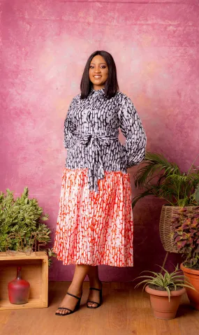 Izogie 2print Adire Dress