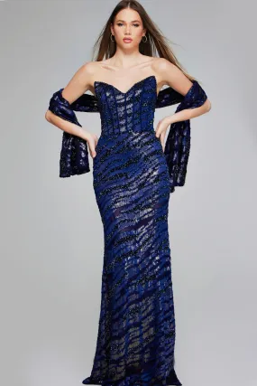 Jovani - 40181 - Fit and Flare Gown with Beaded Detail