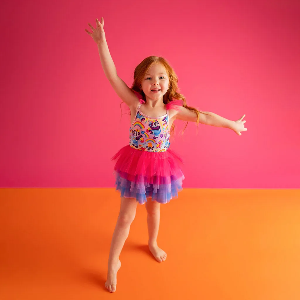 Lisa Frank® Panda Painter Tulle Smocked Dress