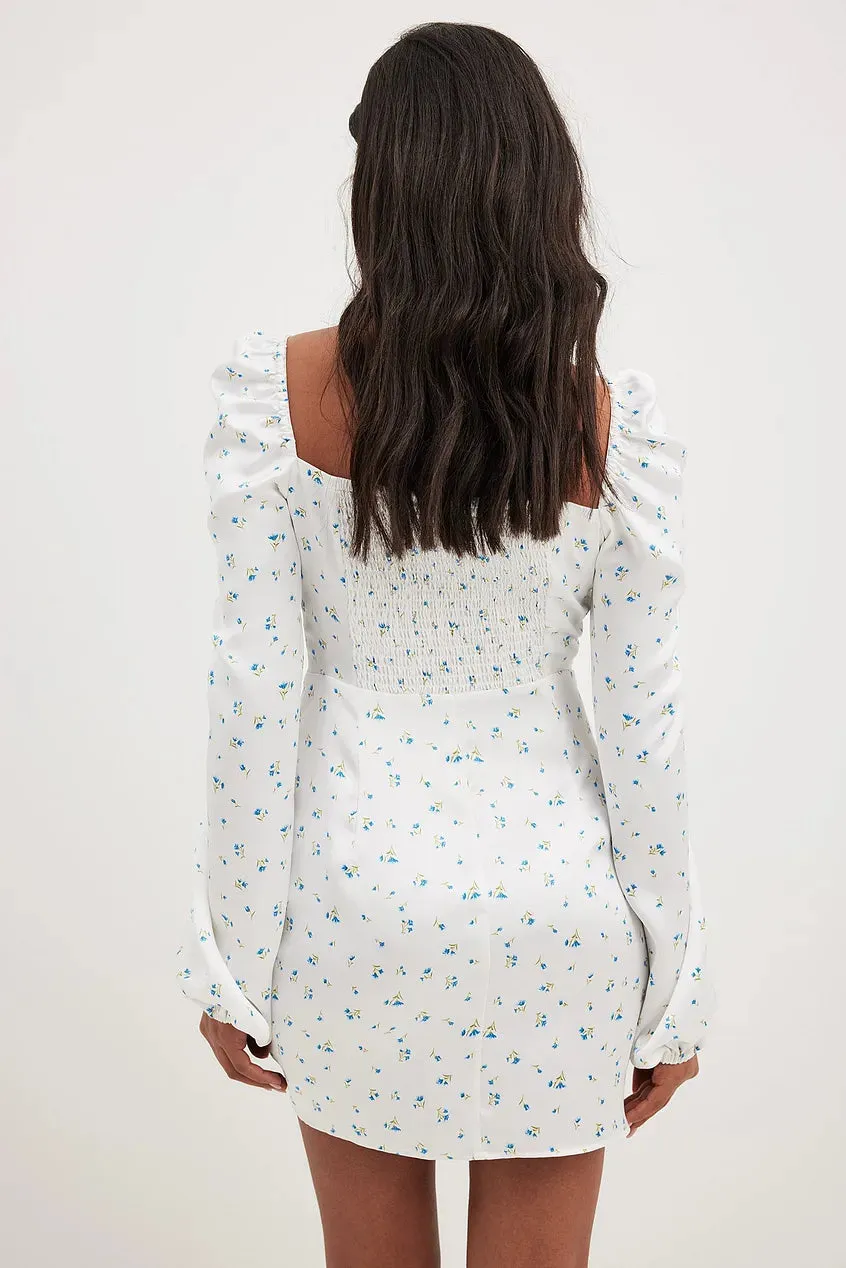 Long Sleeve Gathered Mini Dress