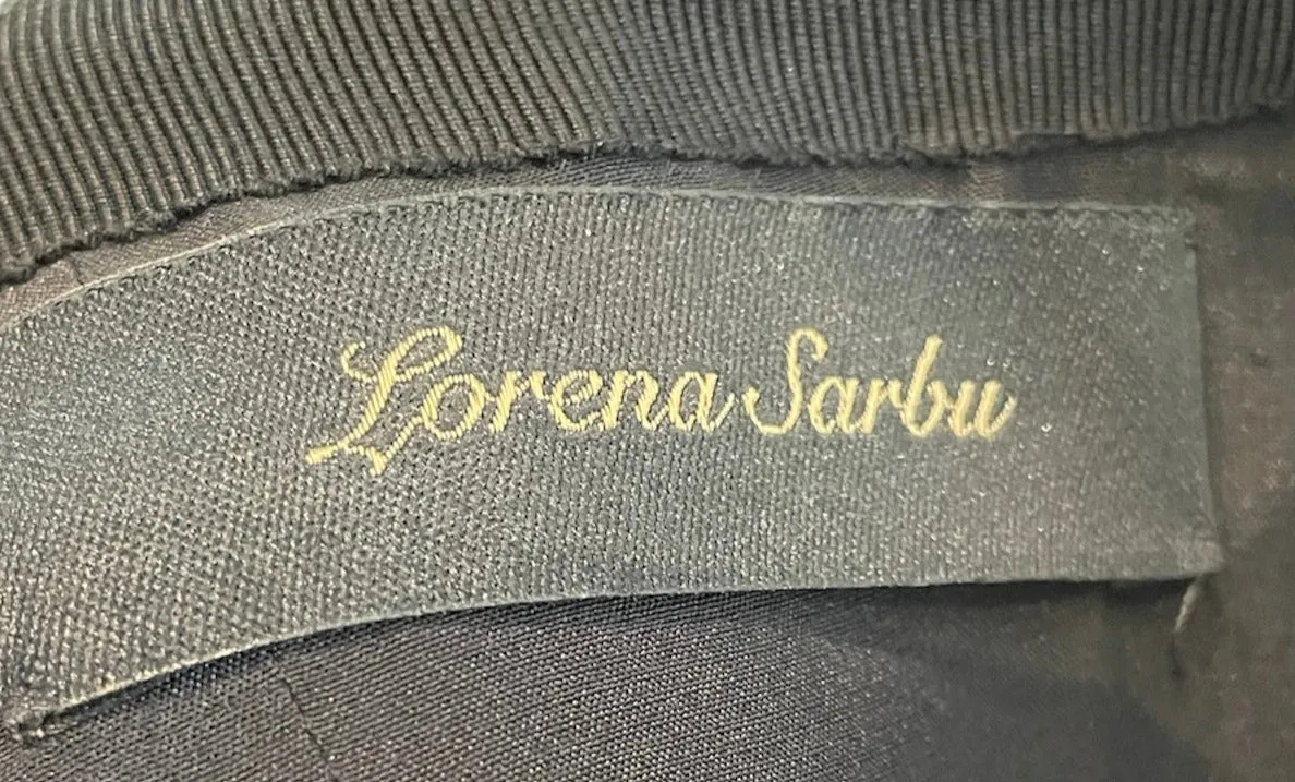 Lorena Sarbu Black Satin Gown with Heavily Beaded Bodice