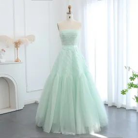 Luxury Beaded Strapless Sage Green Evening Dress SS483