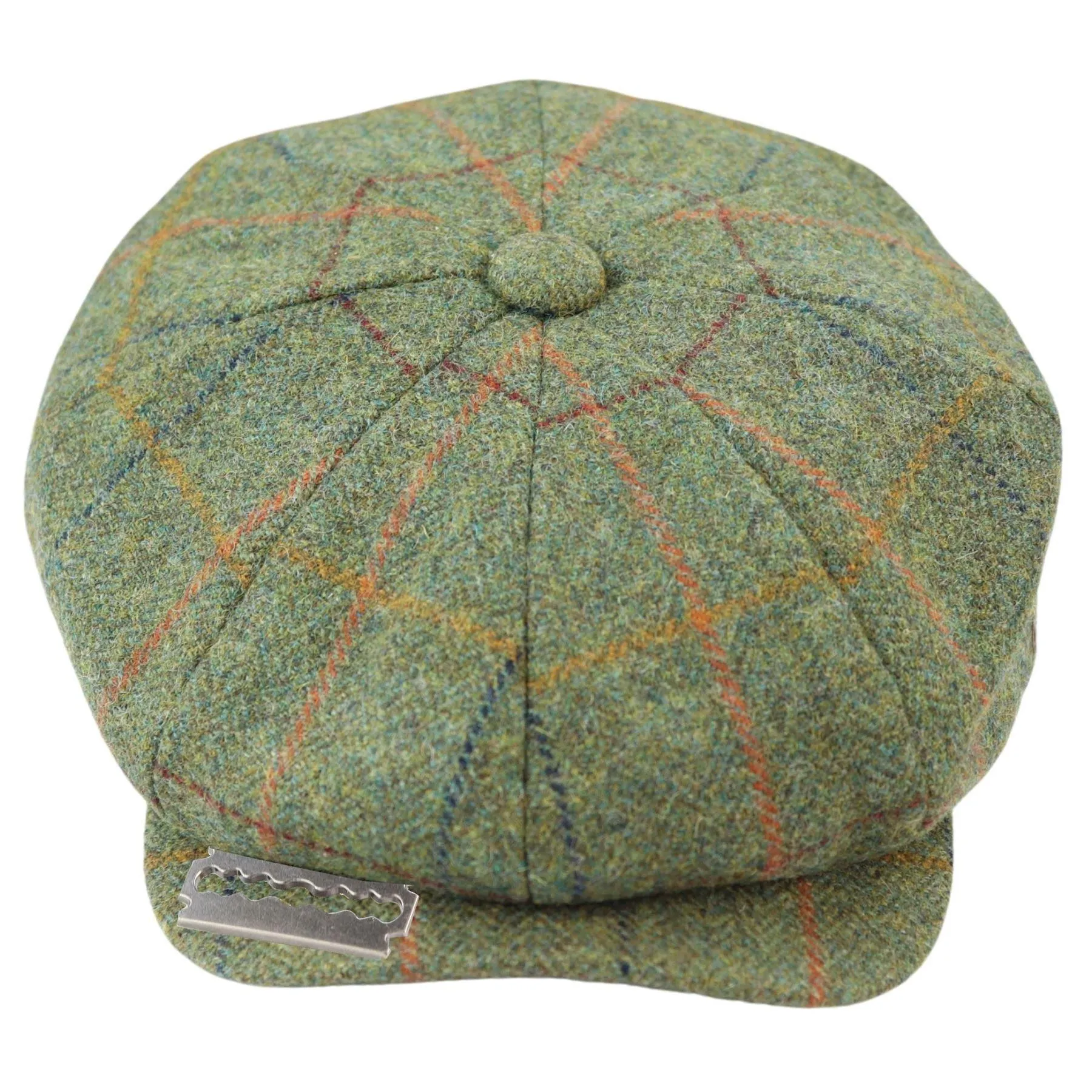 Mens 8 Panel Razor Baker Boy Hat Wool Tweed Blinders Newsboy Flat Cap Green Check