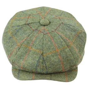 Mens 8 Panel Razor Baker Boy Hat Wool Tweed Blinders Newsboy Flat Cap Green Check