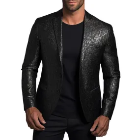 Men's Classic Lapel Two-button Nubuck Leather Blazer 55208936F