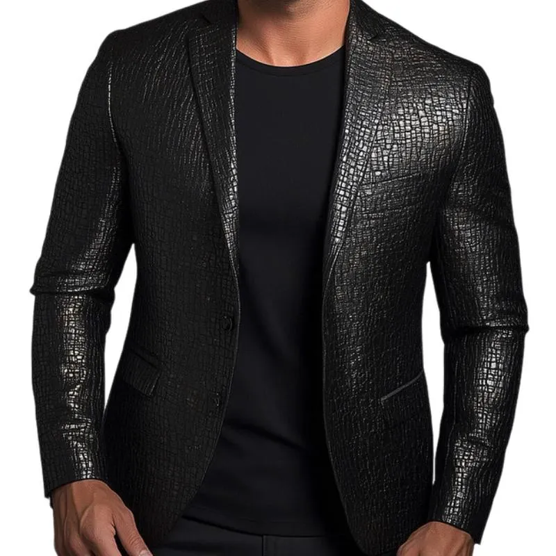 Men's Classic Lapel Two-button Nubuck Leather Blazer 55208936F