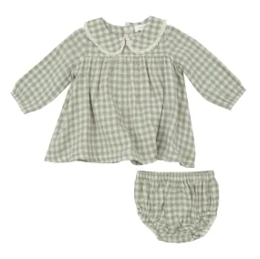 Mini Green Gingham Peter Pan Collar Dress with Bloomer