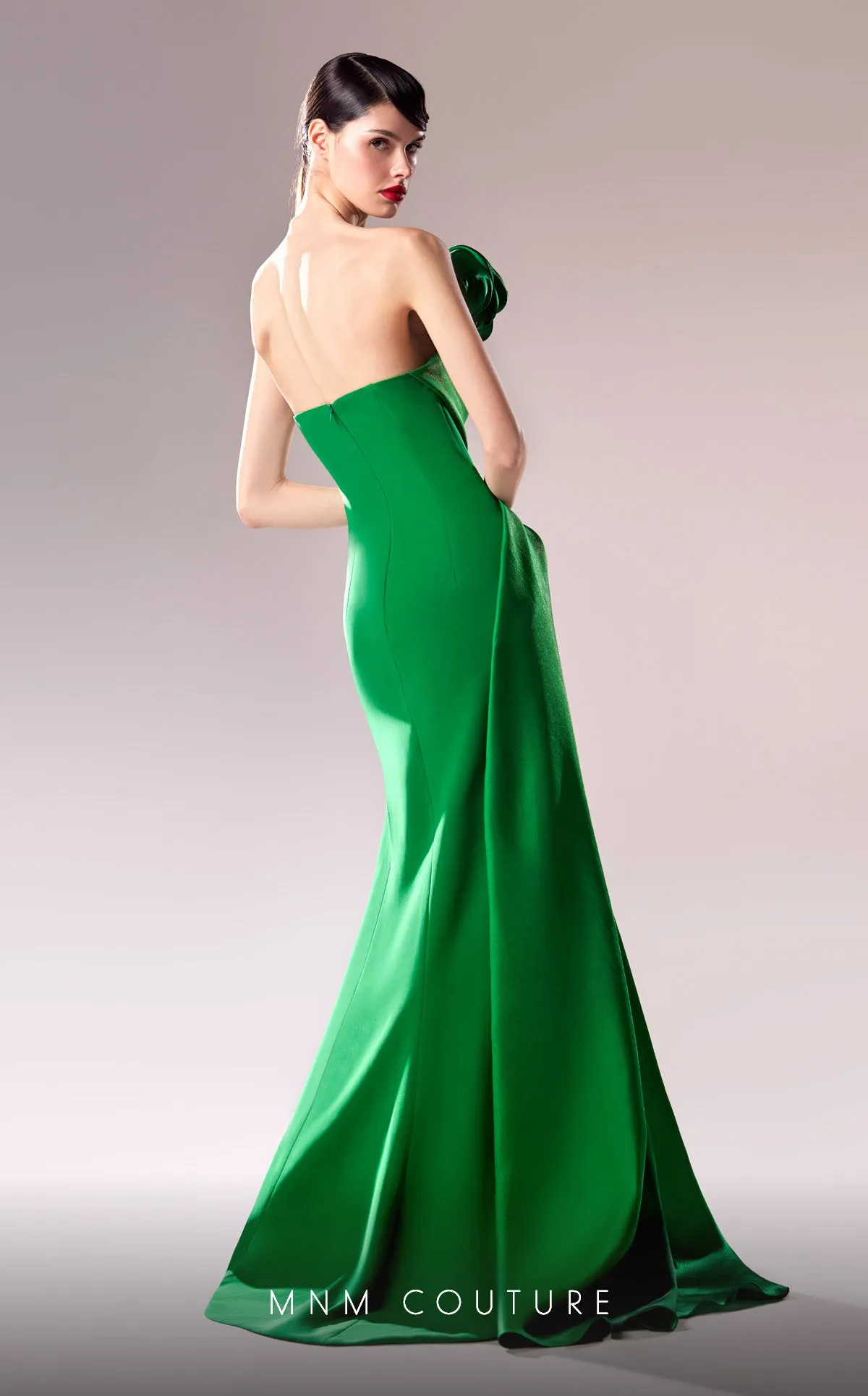 MNM Couture G1621 : Emerald Green Strapless Draped Evening Gown