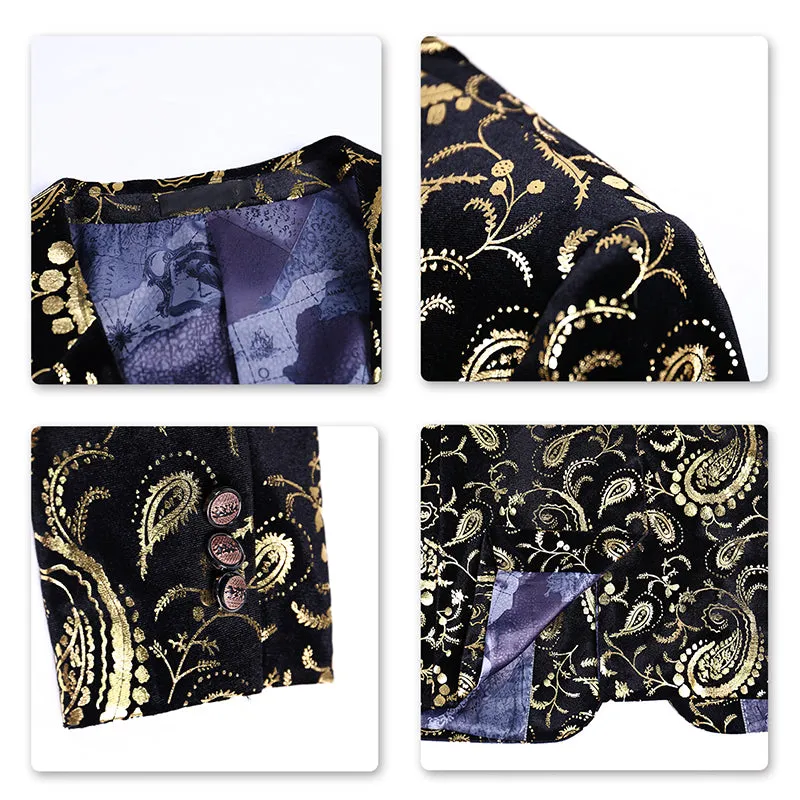 Modern Fit Glitter Paisley Gold Blazer