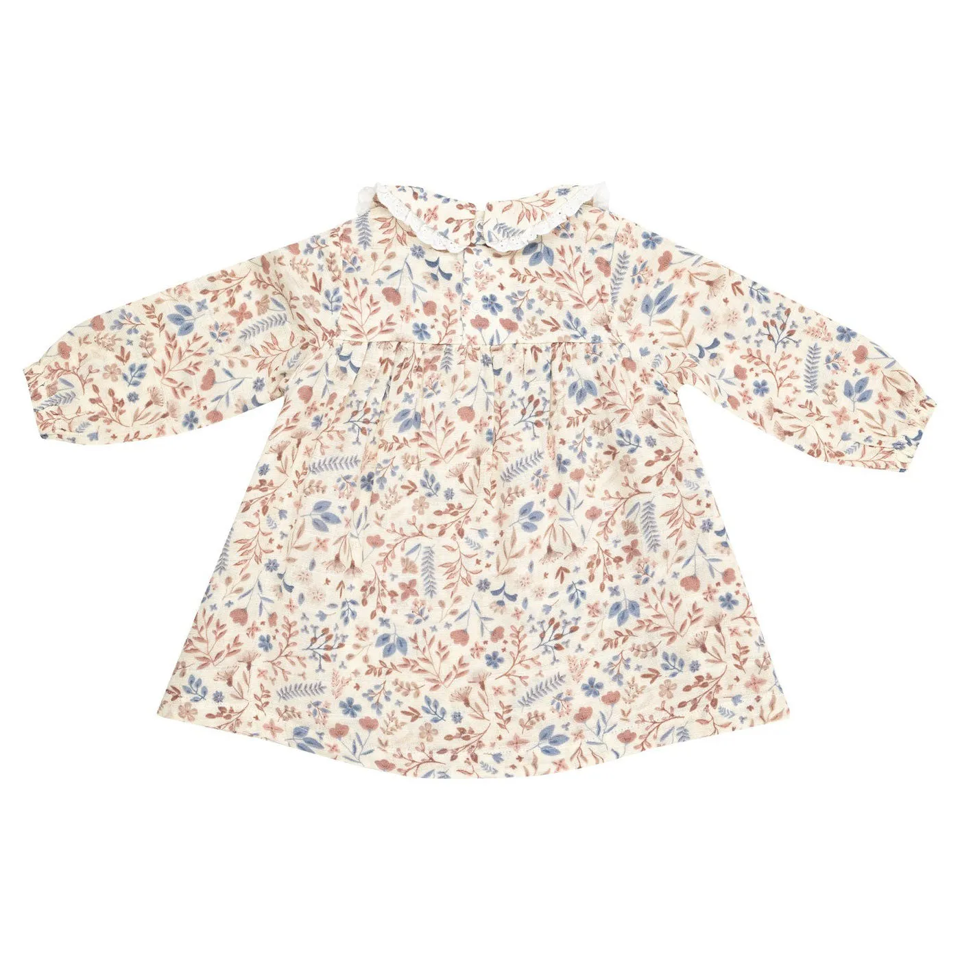 Muslin Peter Pan Ruffle Collar Dress and Ribbed Leggings - Western Floral - Pink