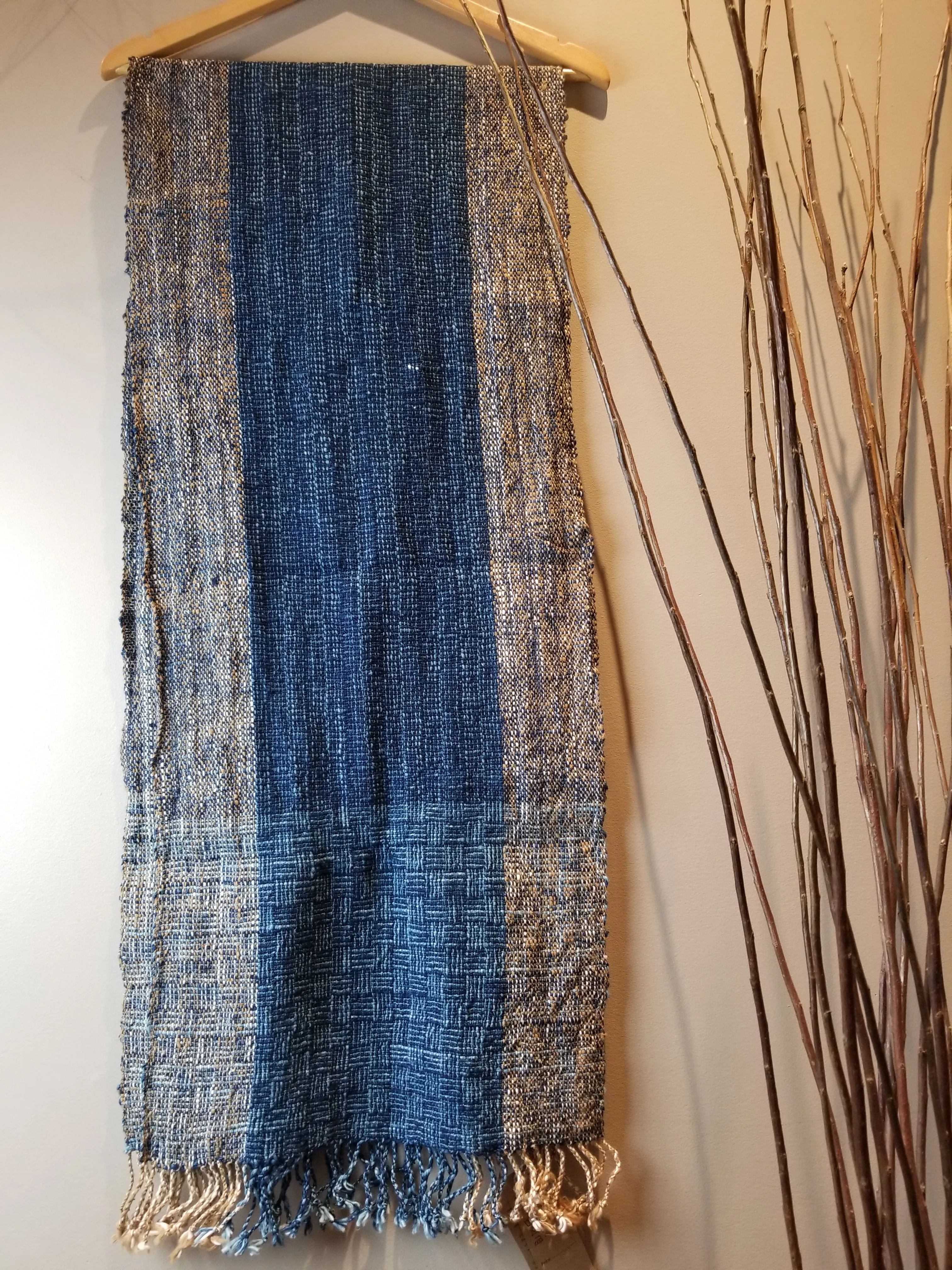 Natural Dyed Indigo Handwoven Cotton Scarf #2
