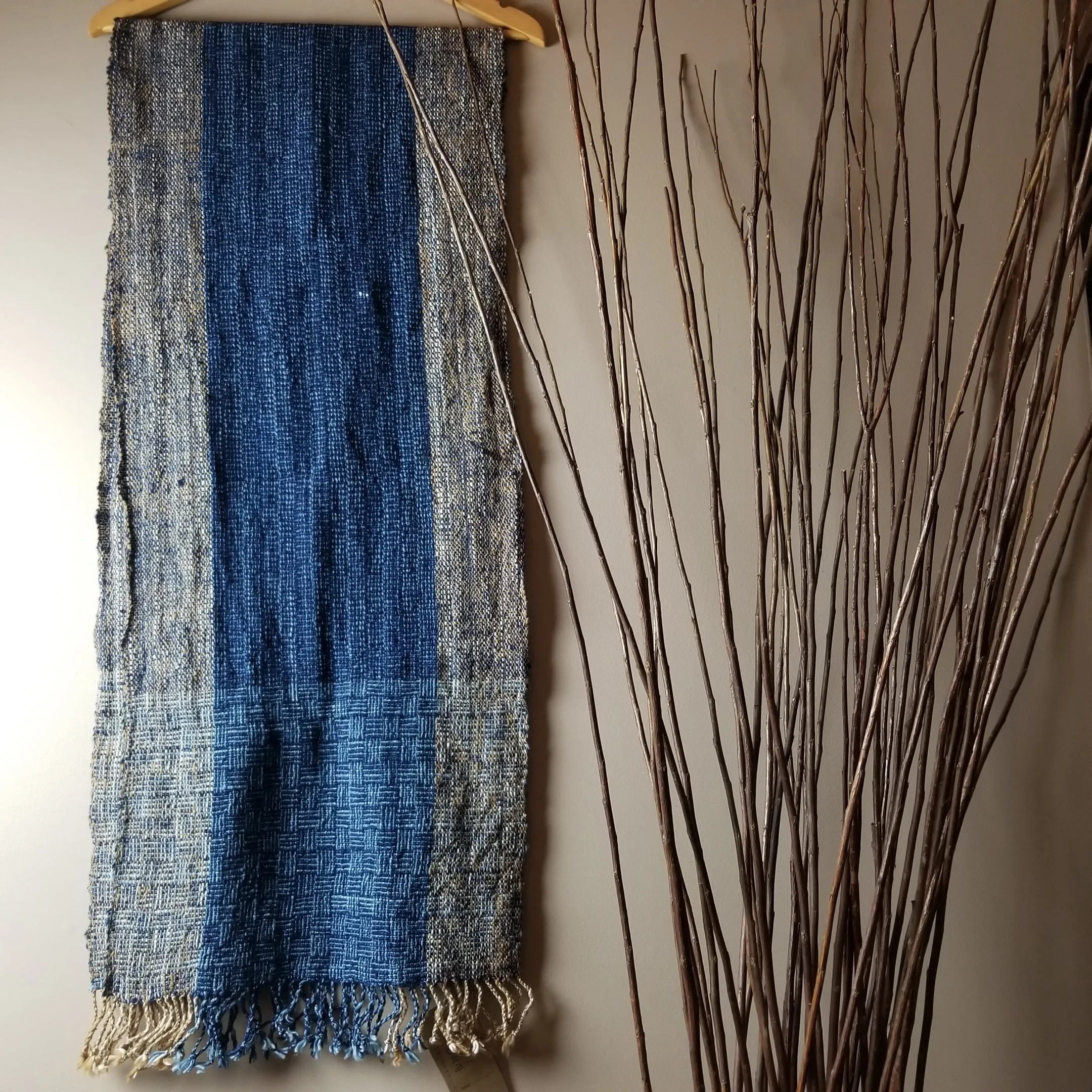 Natural Dyed Indigo Handwoven Cotton Scarf #2